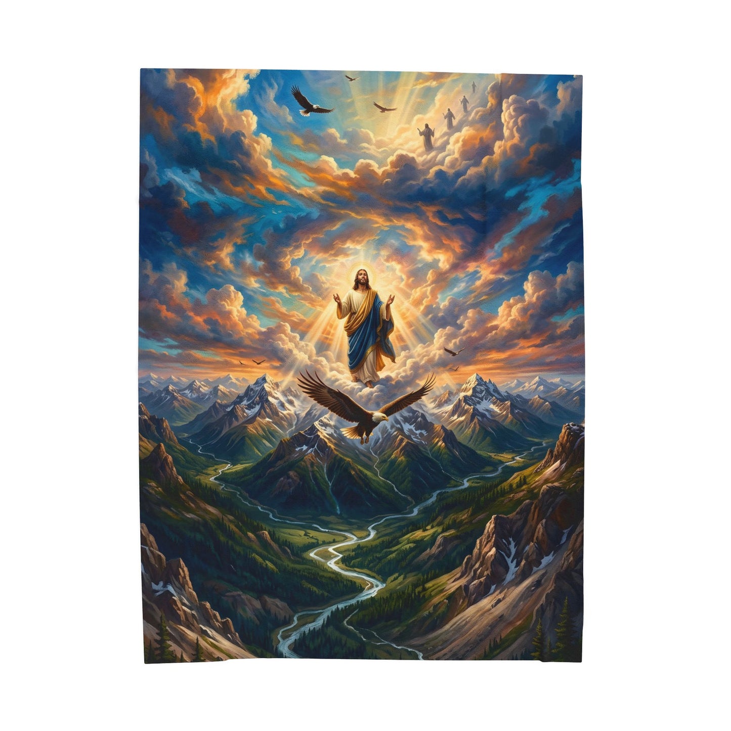 “Soaring Like Eagles - Hope in the Lord Over Mountains” - Plush Blanket