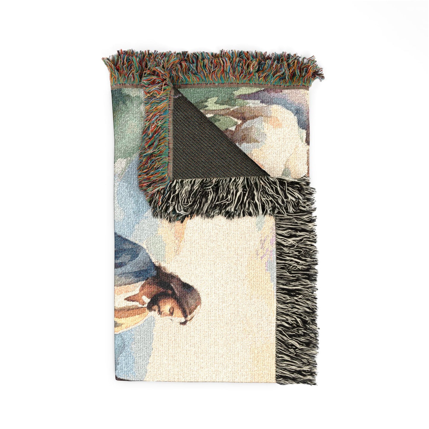 “Still Waters - Shepherd Leads His Flock” - Woven Blanket
