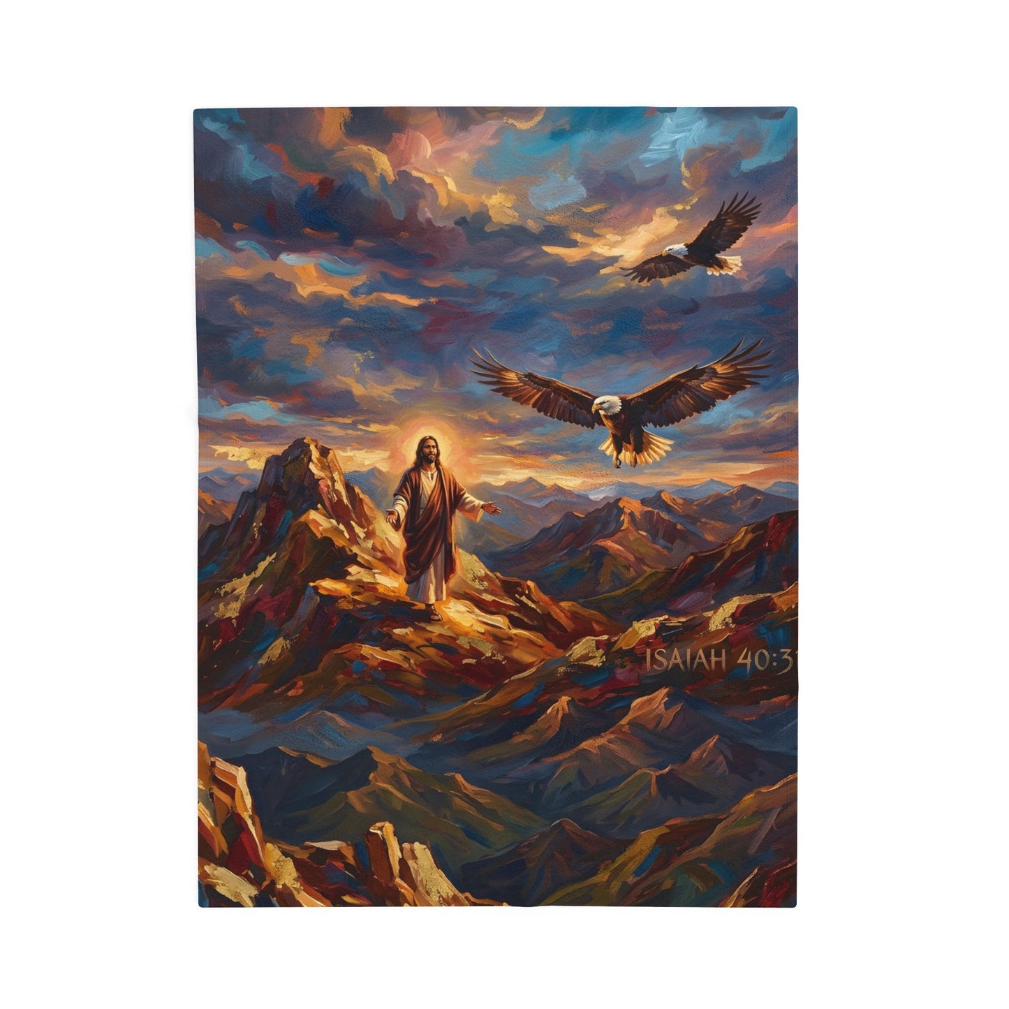 “Soaring Like Eagles - Hope in the Lord Over Mountain Peaks” - Plush Blanket