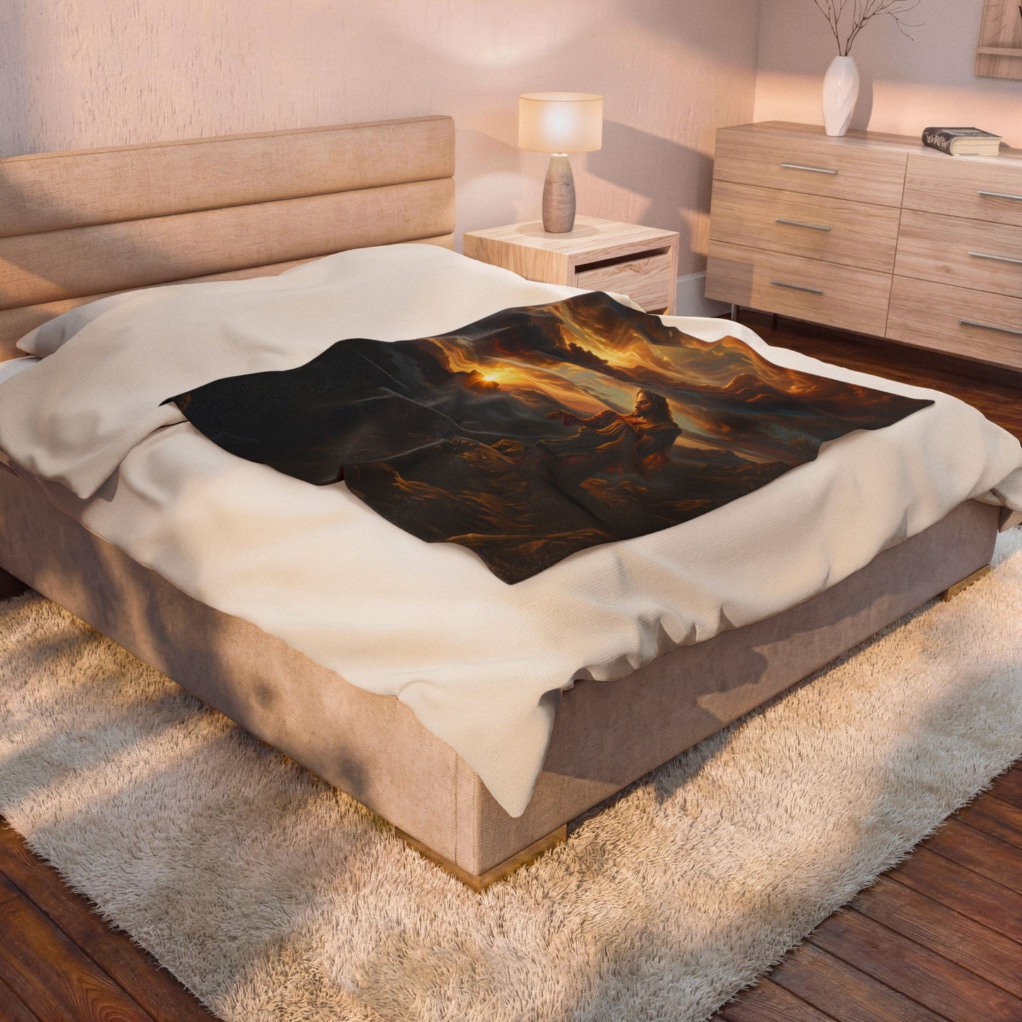 “Joy Comes in the Morning - Sunrise Over Dark Valley” - Plush Blanket