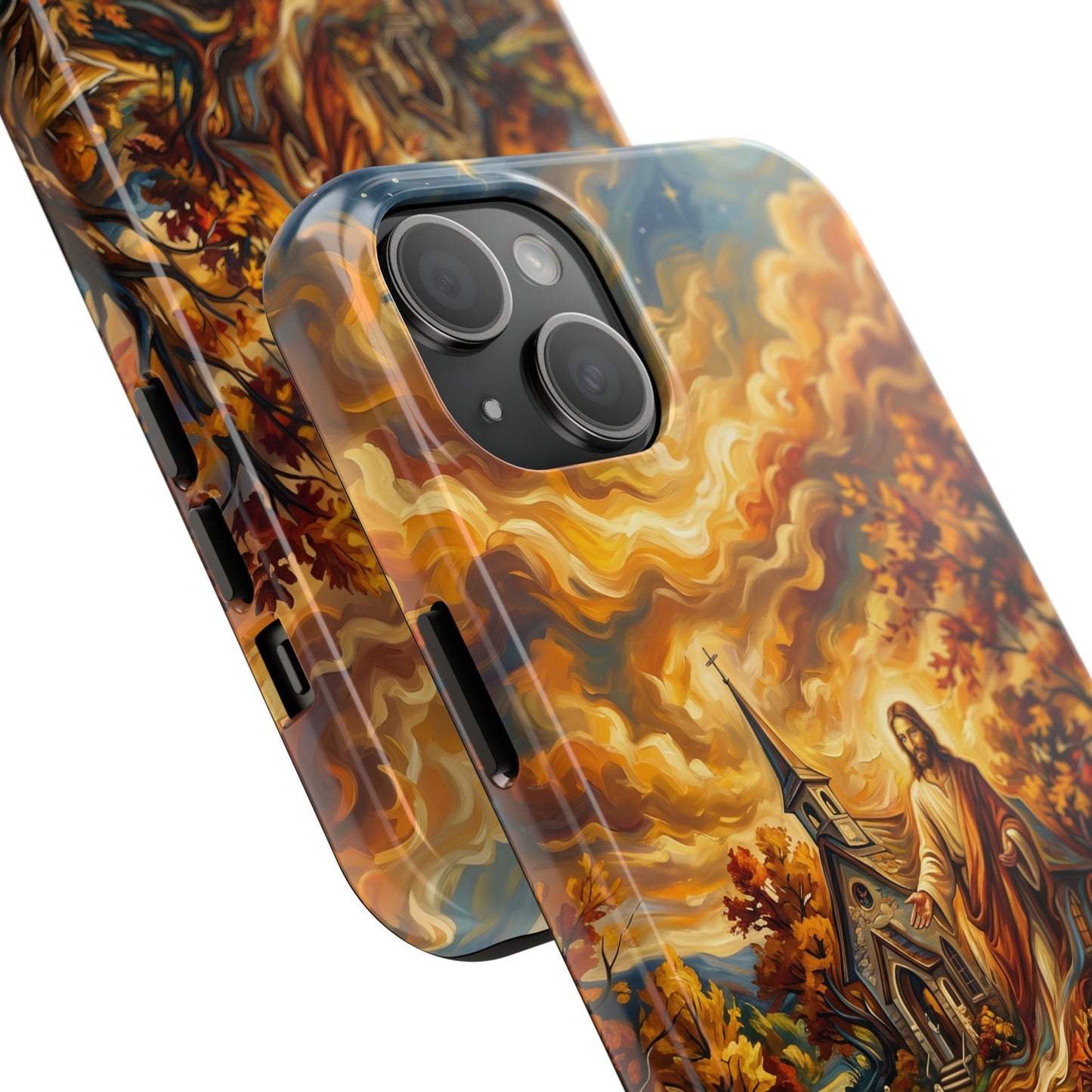 “Abide With Me - Autumn Church at Sunset” - Phone Case