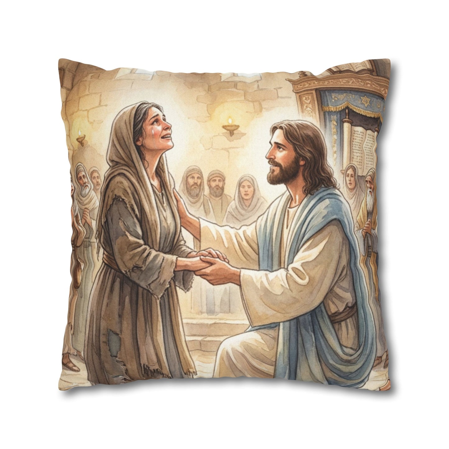 “Released - Jesus Heals the Bent Woman” - Pillowcase