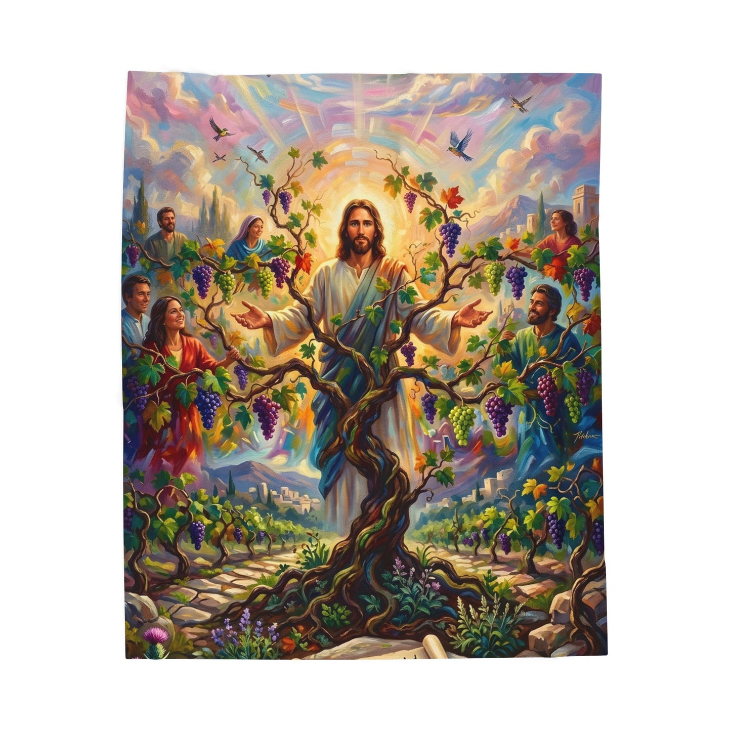 “I Am the True Vine - Abide in My Love” - Plush Blanket