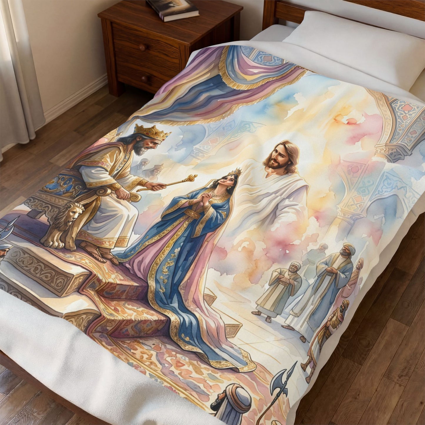 “For Such a Time - Esther Before Ahasuerus” - Plush Blanket