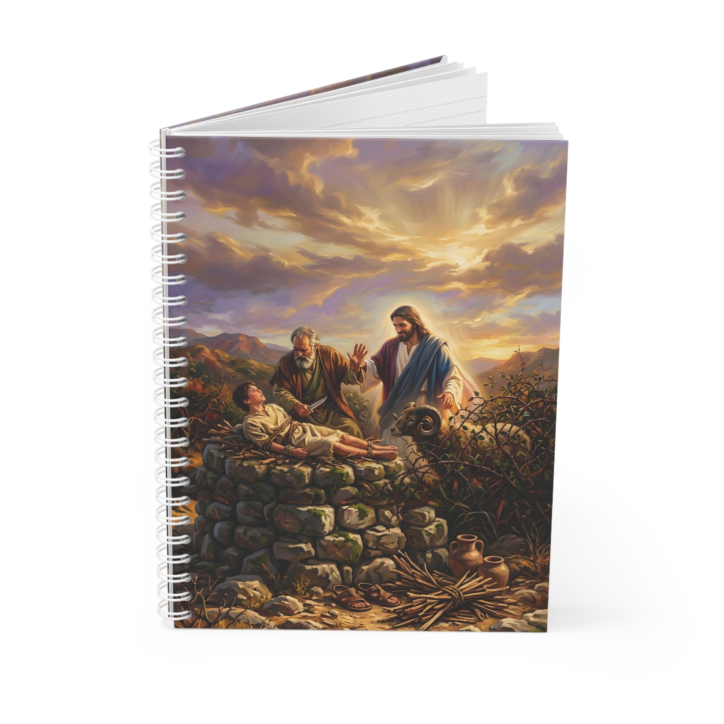 “The Lord Will Provide - Abraham and Isaac on Mount Moriah” - Spiral Notebook