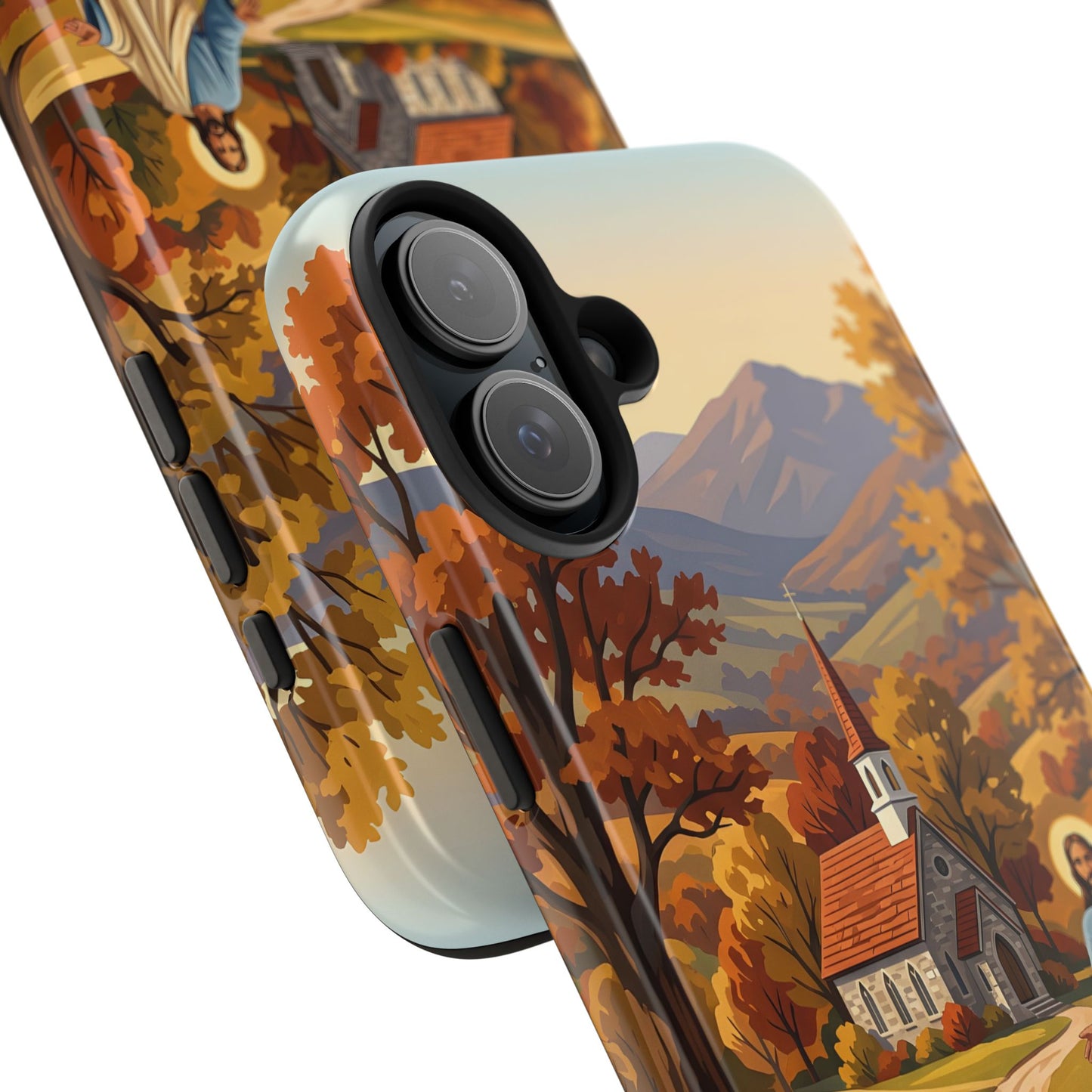 “Golden Harvest - Autumn Church in Tranquility” - Phone Case