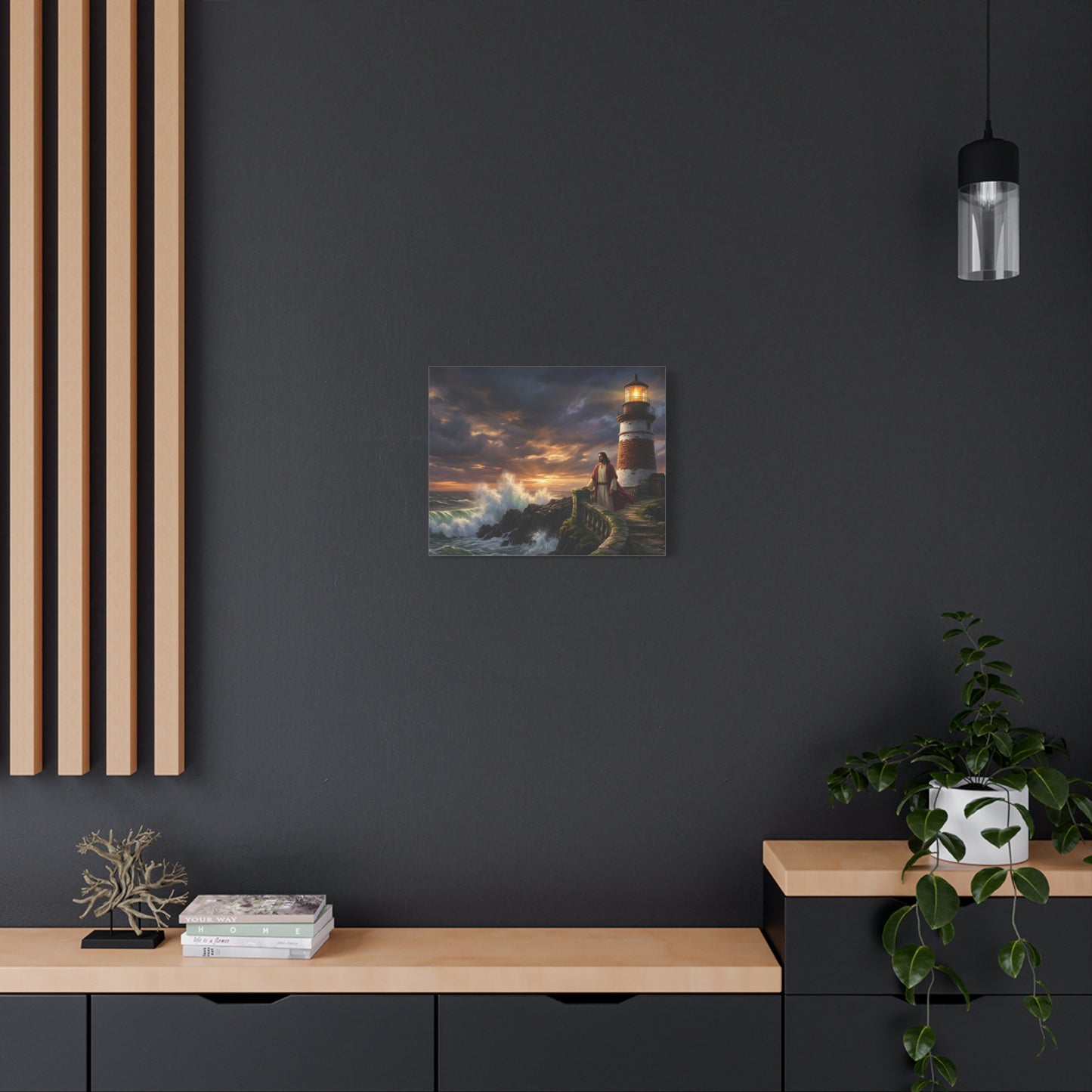 “Steadfast Hope - Lighthouse in the Storm” - Canvas Art