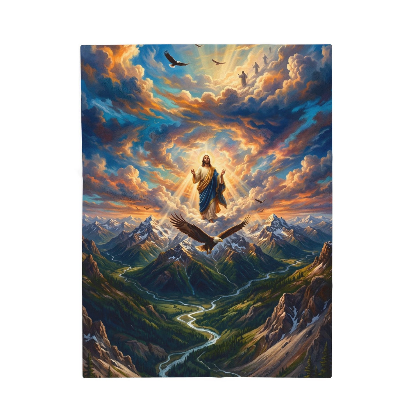 “Soaring Like Eagles - Hope in the Lord Over Mountains” - Plush Blanket