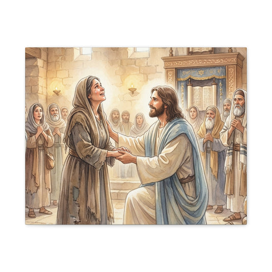 “Released - Jesus Heals the Bent Woman” - Canvas Art