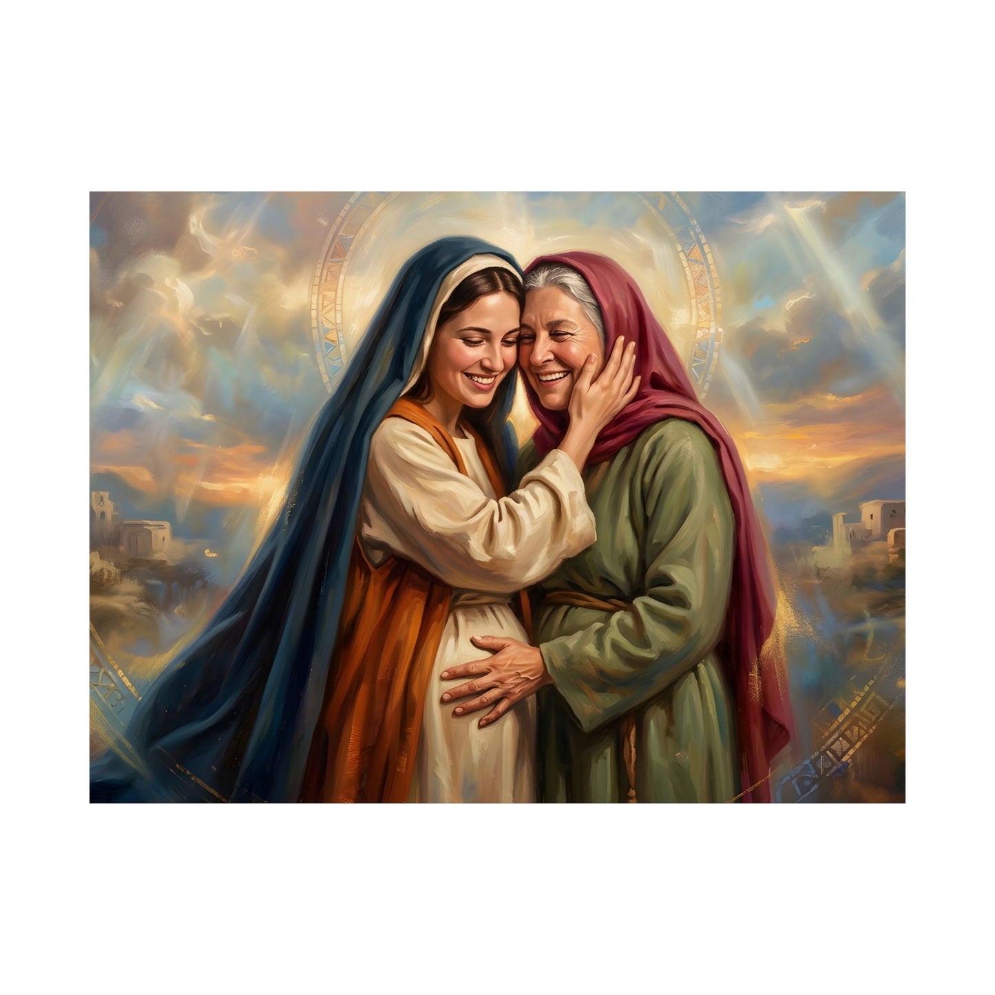 “Blessed Among Women - Mary and Elizabeth Embrace” - Poster