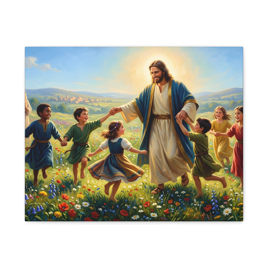 “Joy Overflowing - Children Dancing in the Meadow” - Canvas Art