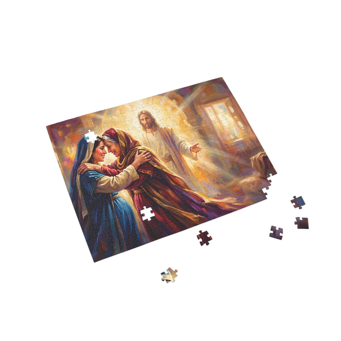 “Divine Embrace - Mary and Elizabeth's Joyful Meeting” - Jigsaw Puzzle