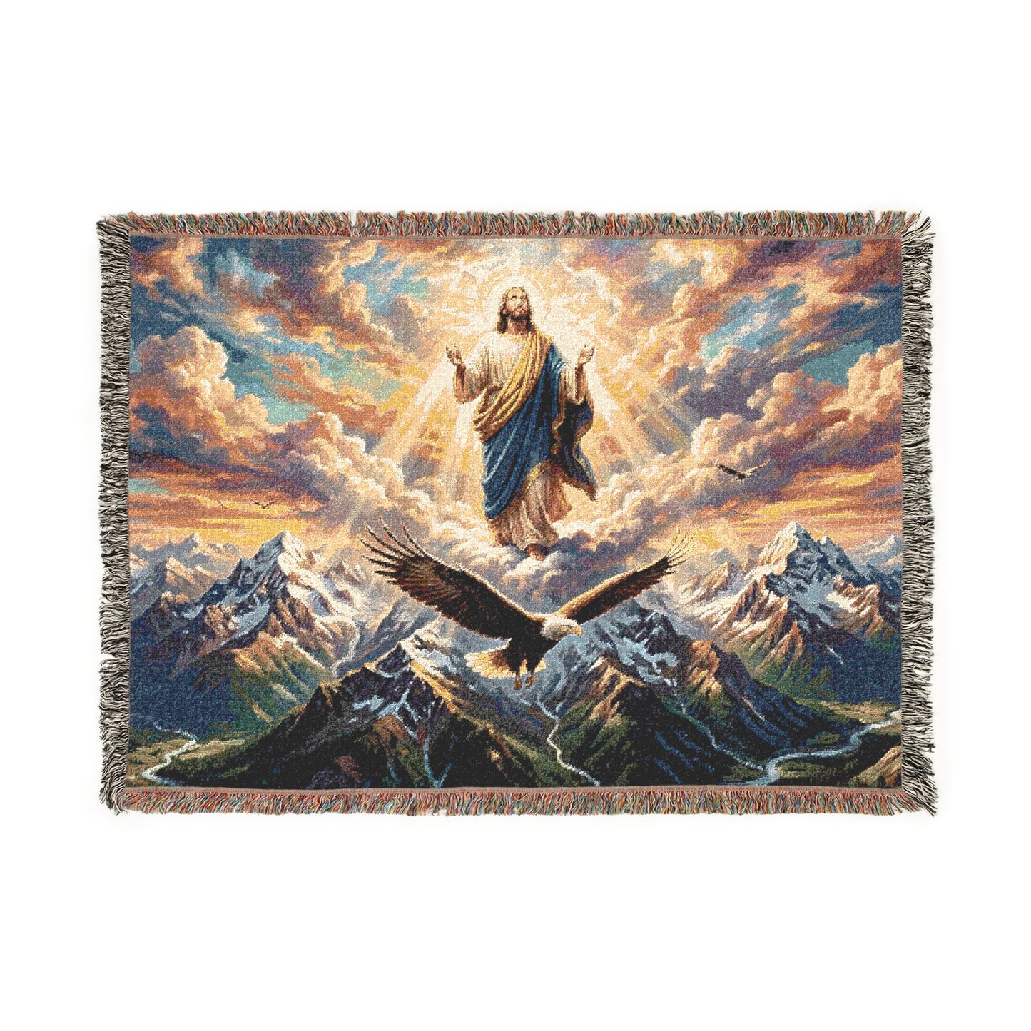 “Soaring Like Eagles - Hope in the Lord Over Mountains” - Woven Blanket