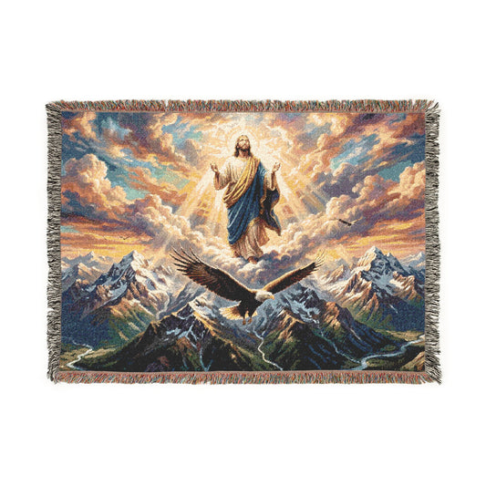 “Soaring Like Eagles - Hope in the Lord Over Mountains” - Woven Blanket