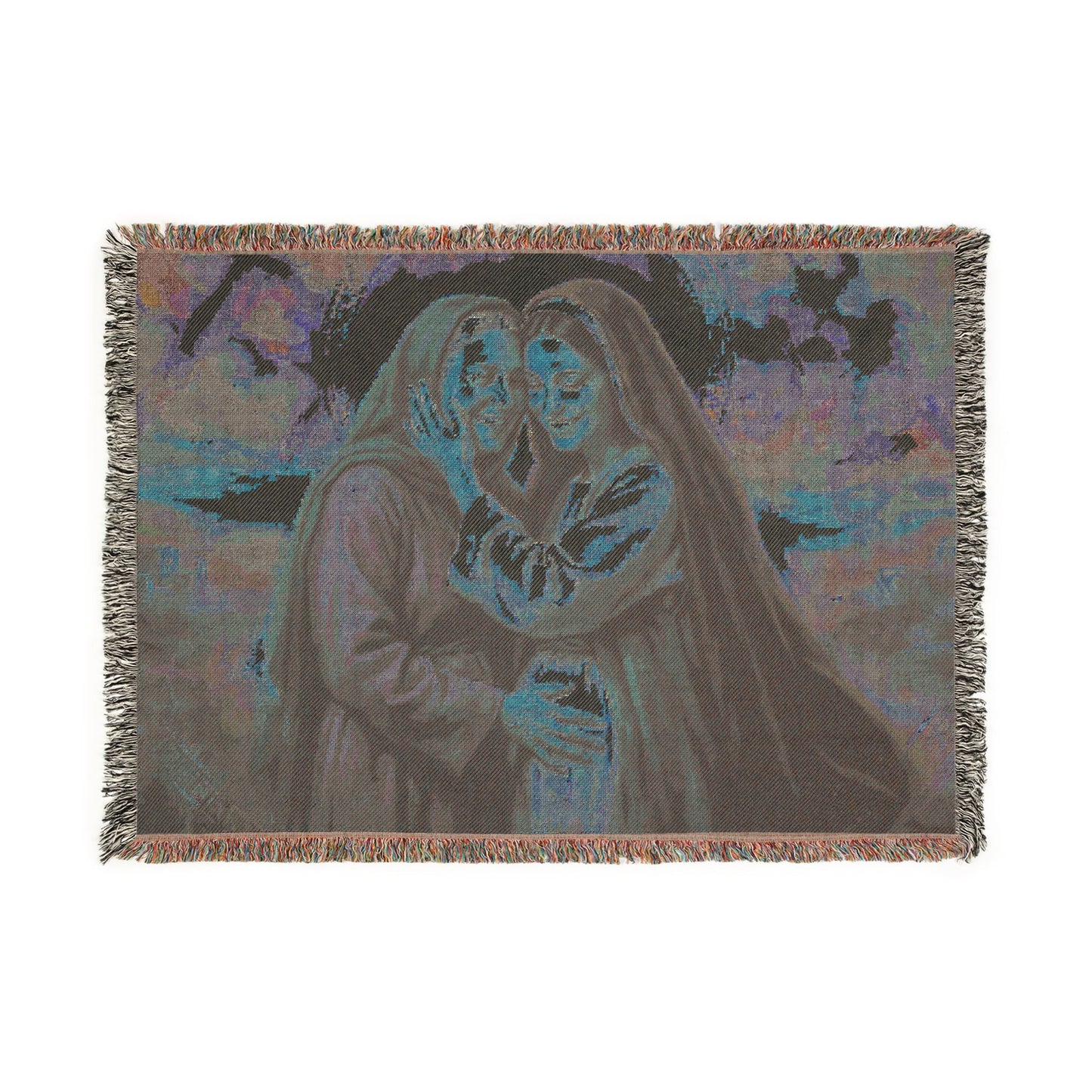 “Blessed Among Women - Mary and Elizabeth Embrace” - Woven Blanket