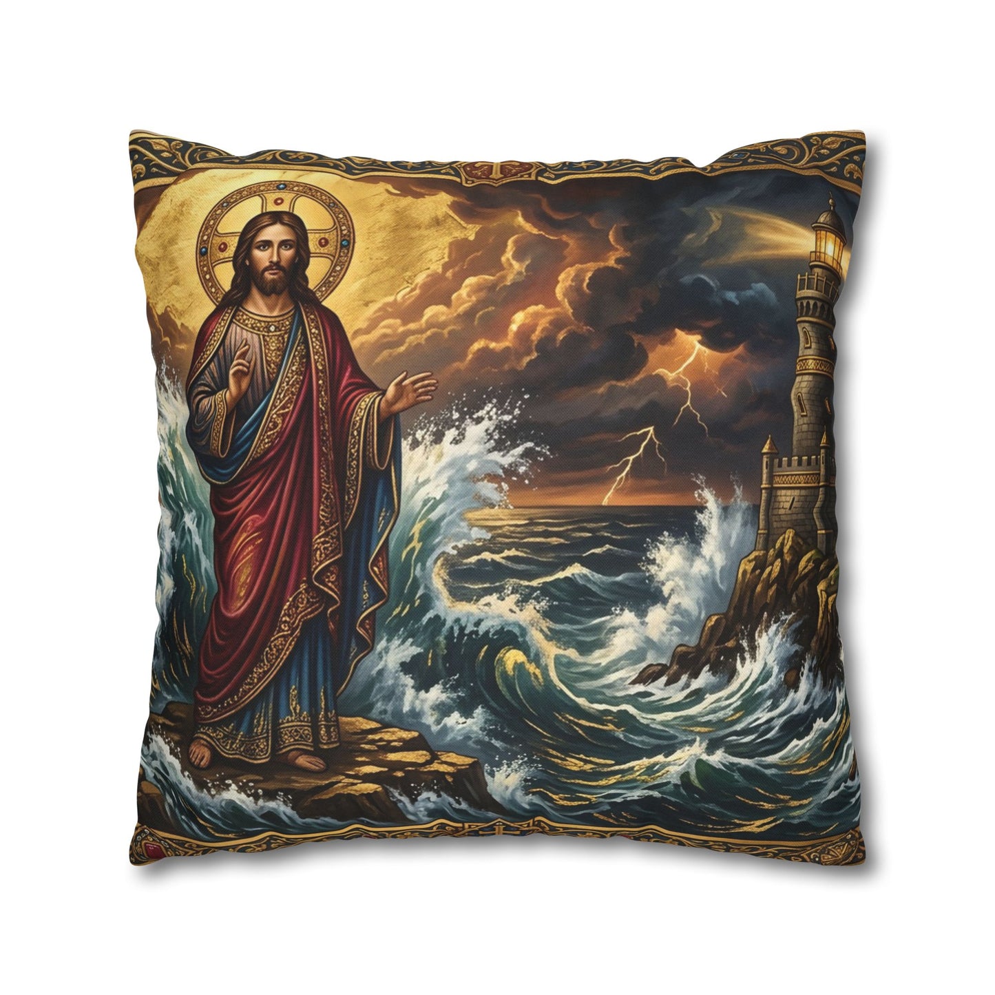 “Steadfast Hope - Lighthouse in the Storm” - Pillowcase