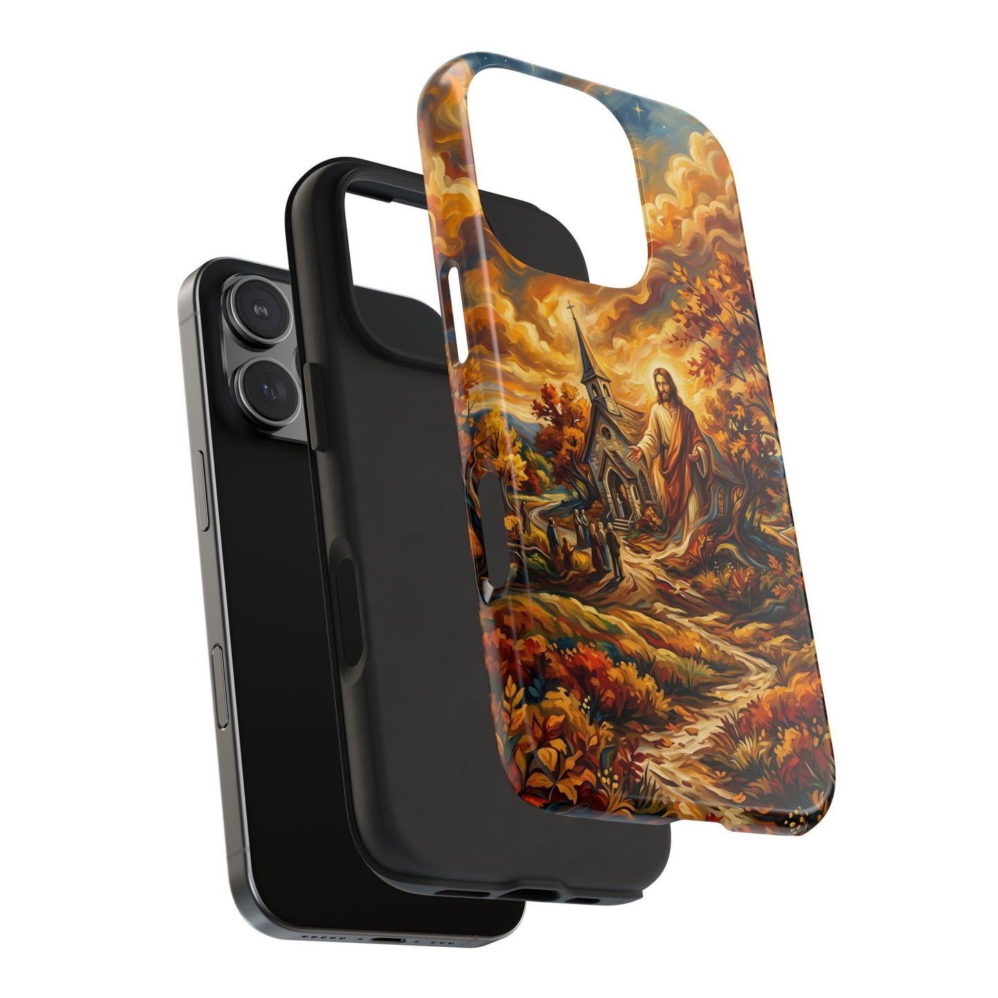 “Abide With Me - Autumn Church at Sunset” - Phone Case