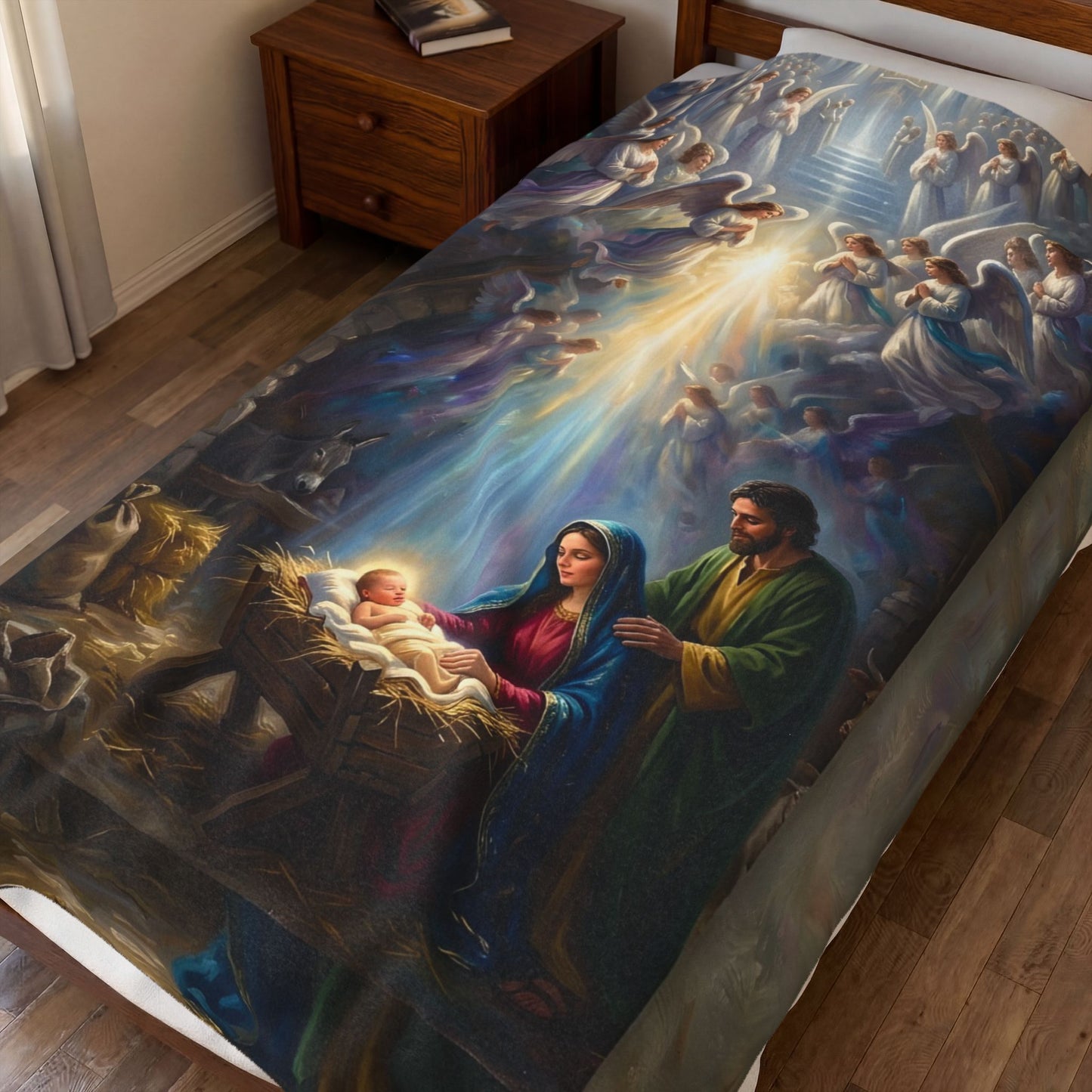 “Prince of Peace - Holy Family in Bethlehem” - Plush Blanket
