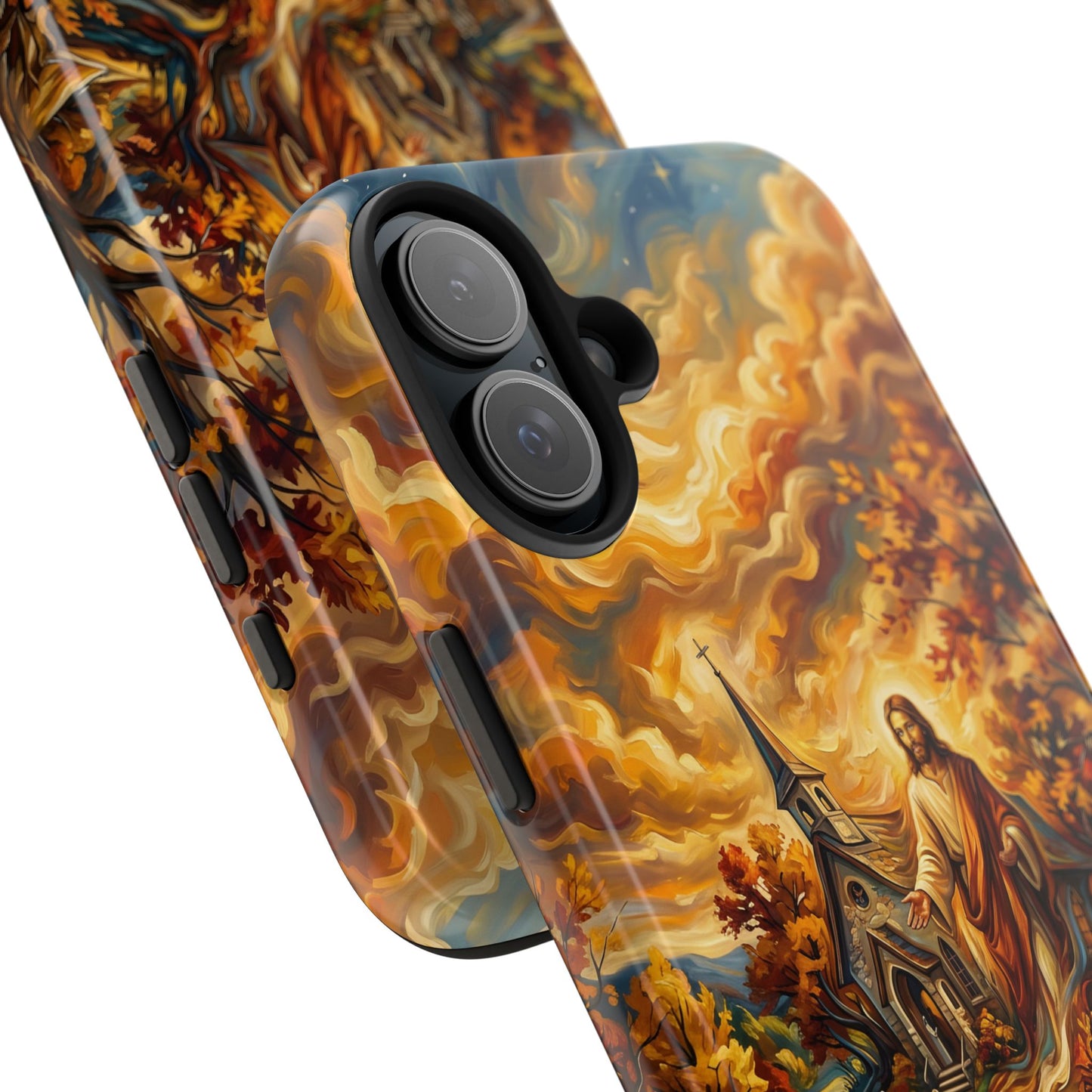 “Abide With Me - Autumn Church at Sunset” - Phone Case