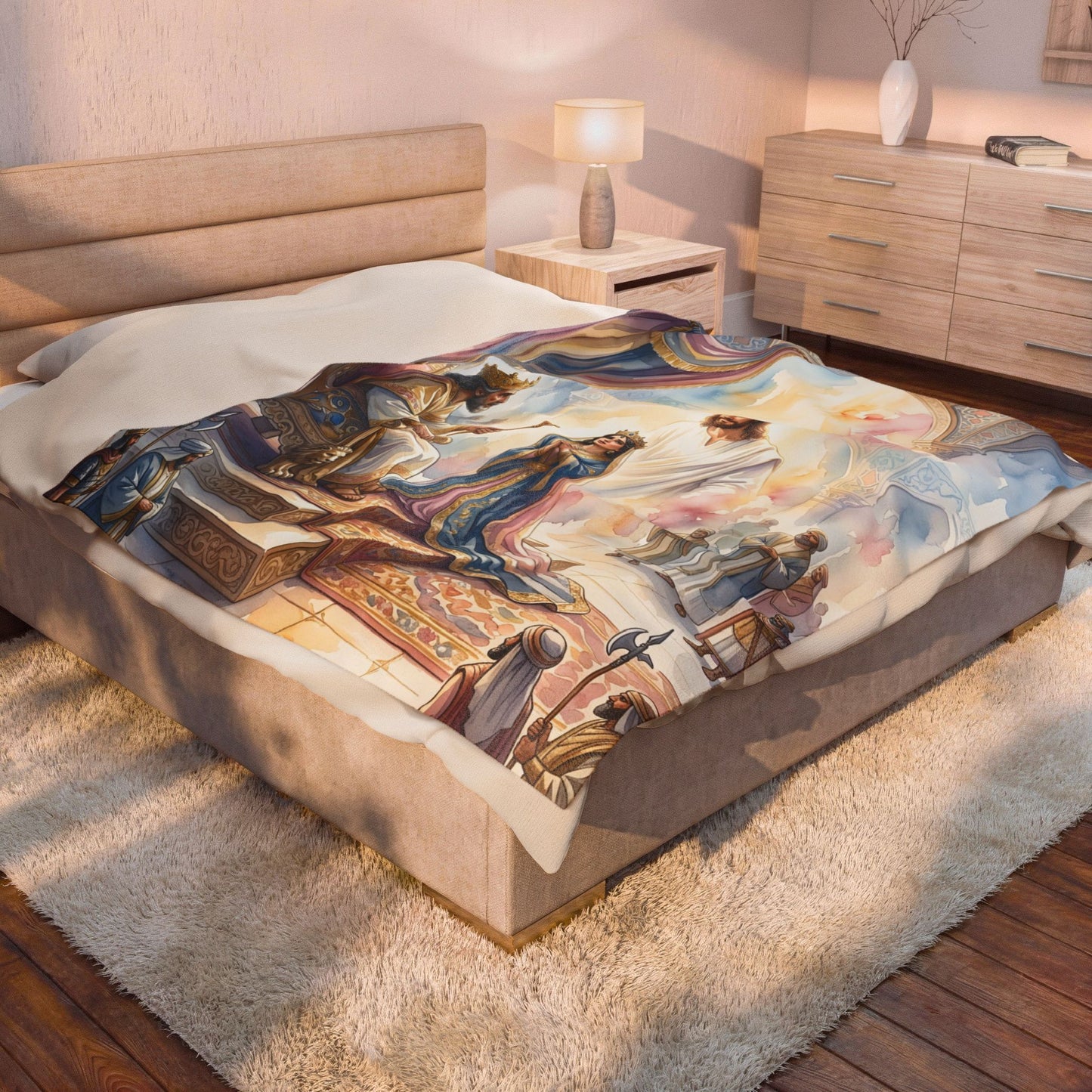 “For Such a Time - Esther Before Ahasuerus” - Plush Blanket