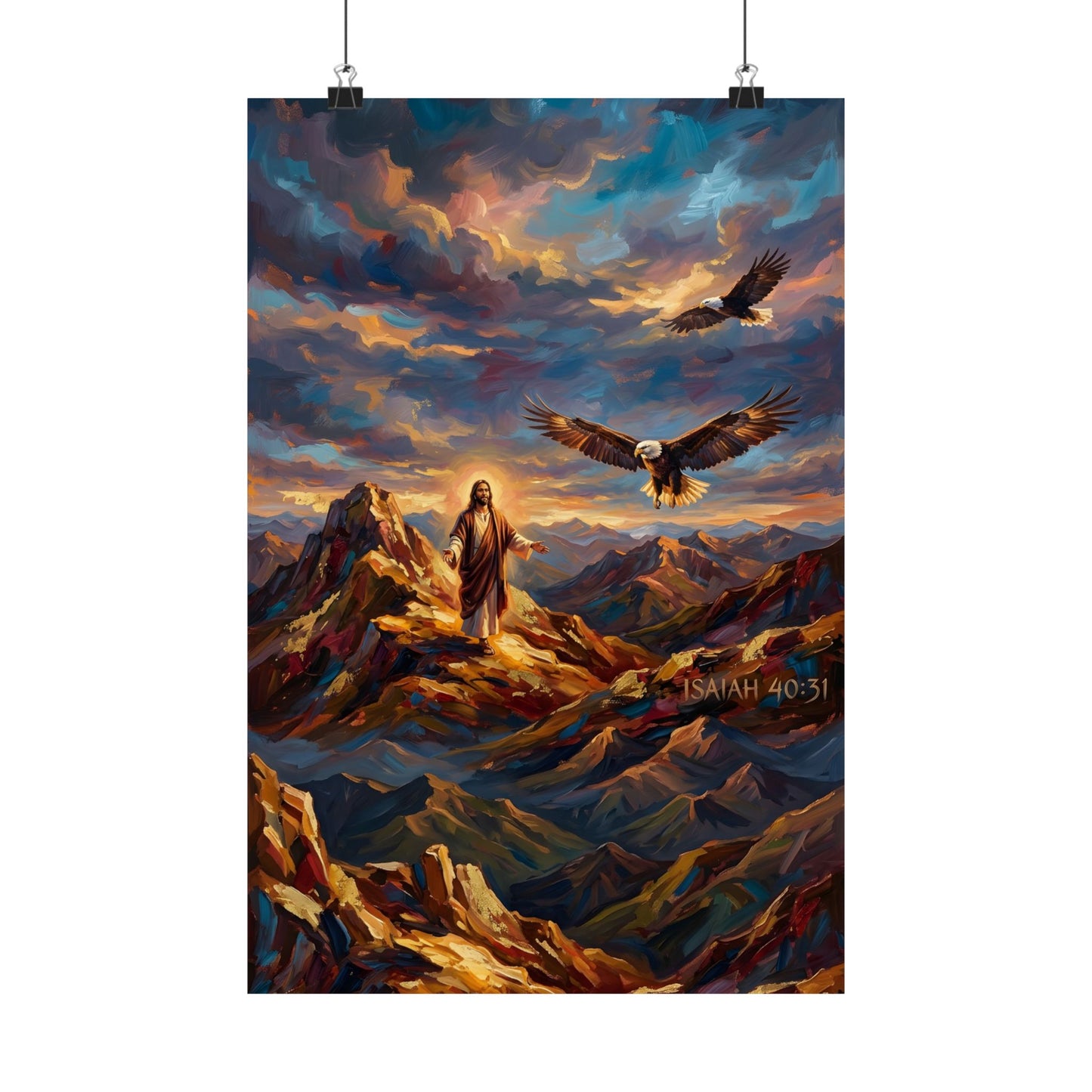“Soaring Like Eagles - Hope in the Lord Over Mountain Peaks” - Poster