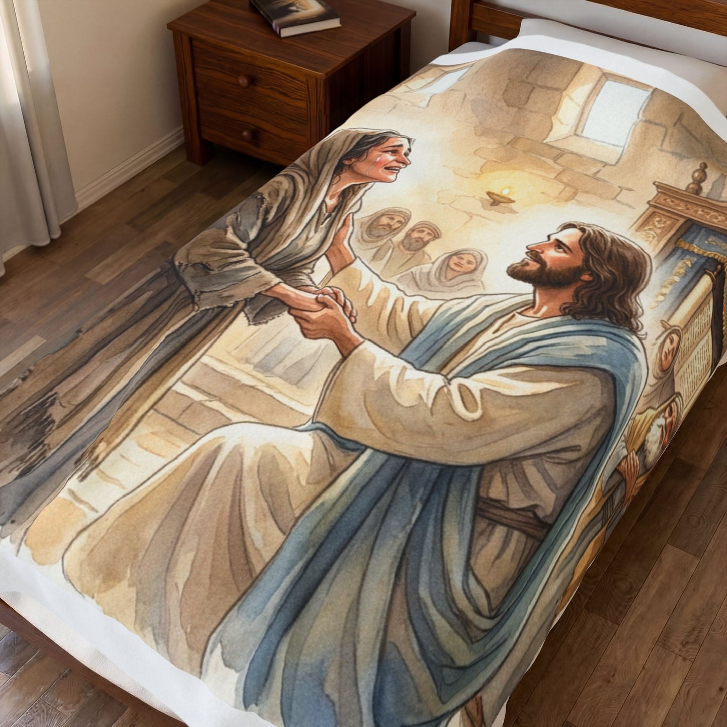 “Released - Jesus Heals the Bent Woman” - Plush Blanket