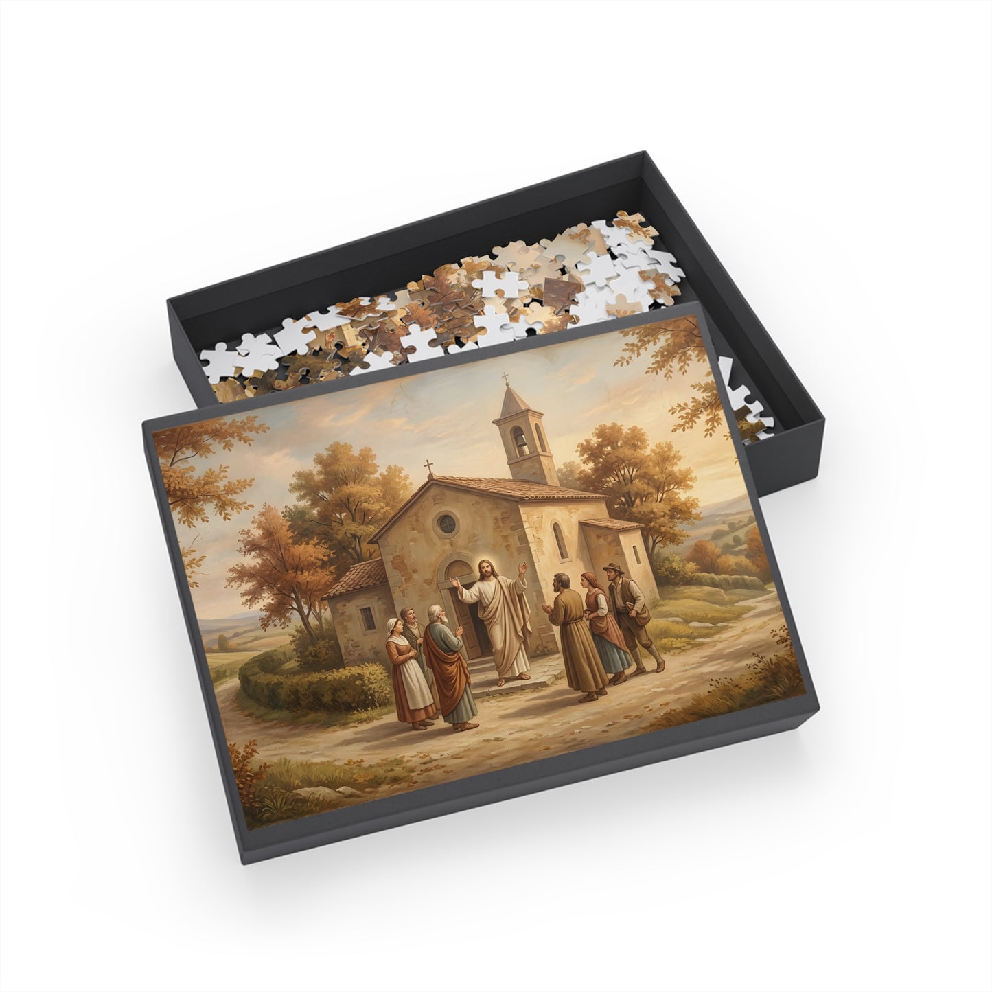 “Sanctuary in Serenity - Autumn's Golden Embrace” - Jigsaw Puzzle