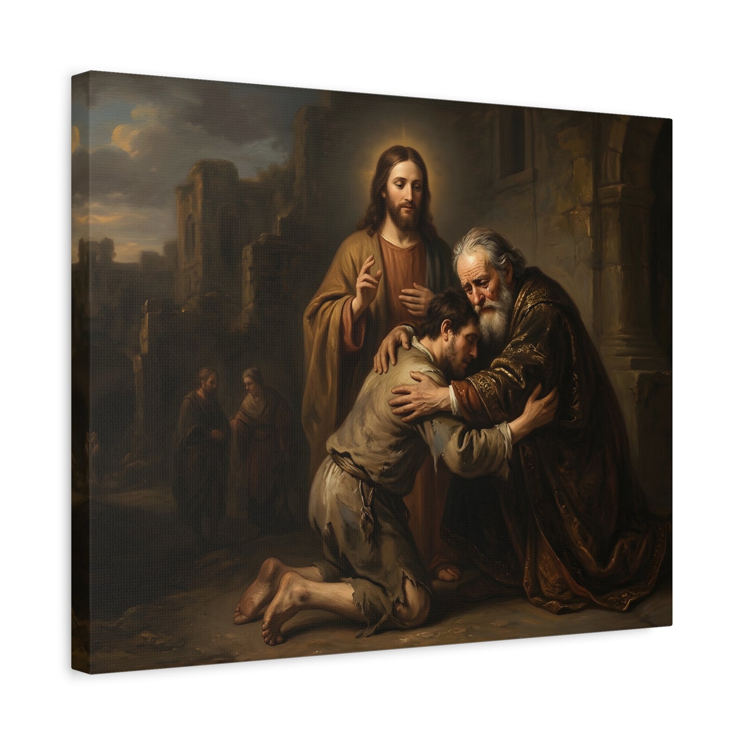 The prodigal son running toward his father - Canvas Art