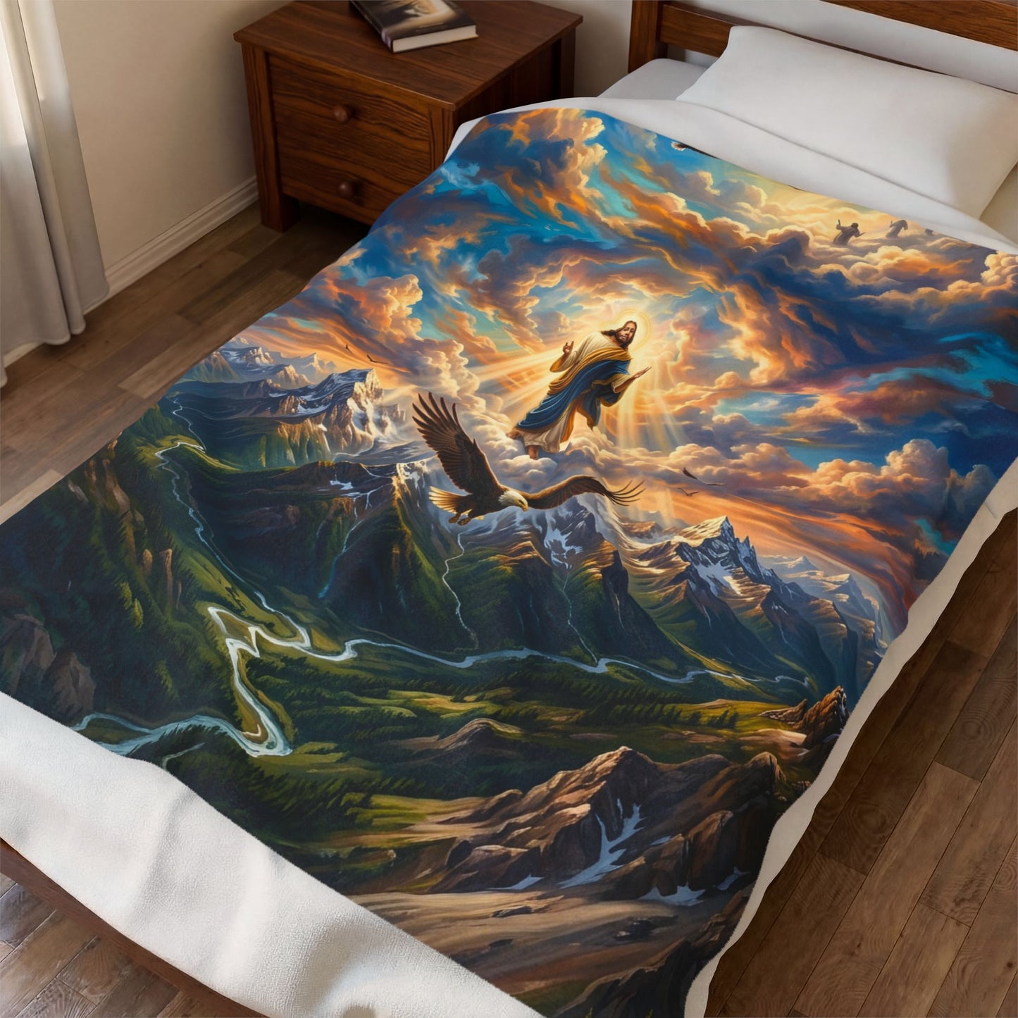 “Soaring Like Eagles - Hope in the Lord Over Mountains” - Plush Blanket