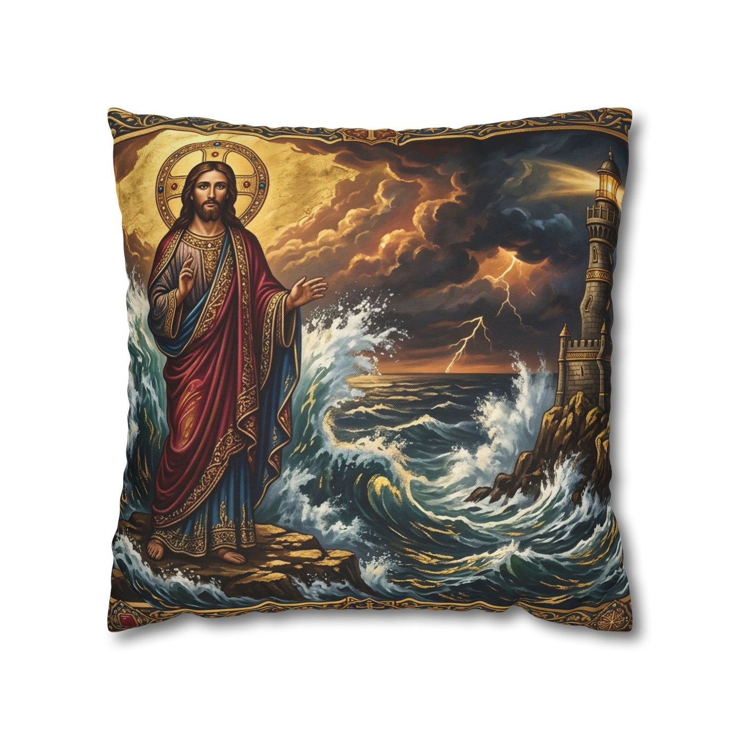 “Steadfast Hope - Lighthouse in the Storm” - Pillowcase