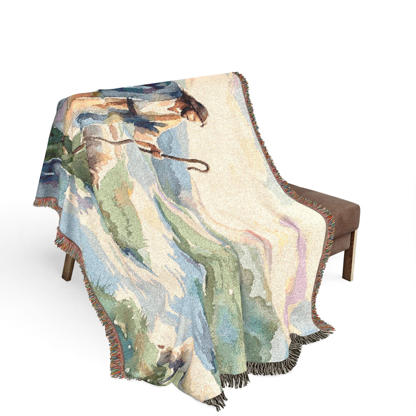 “Still Waters - Shepherd Leads His Flock” - Woven Blanket