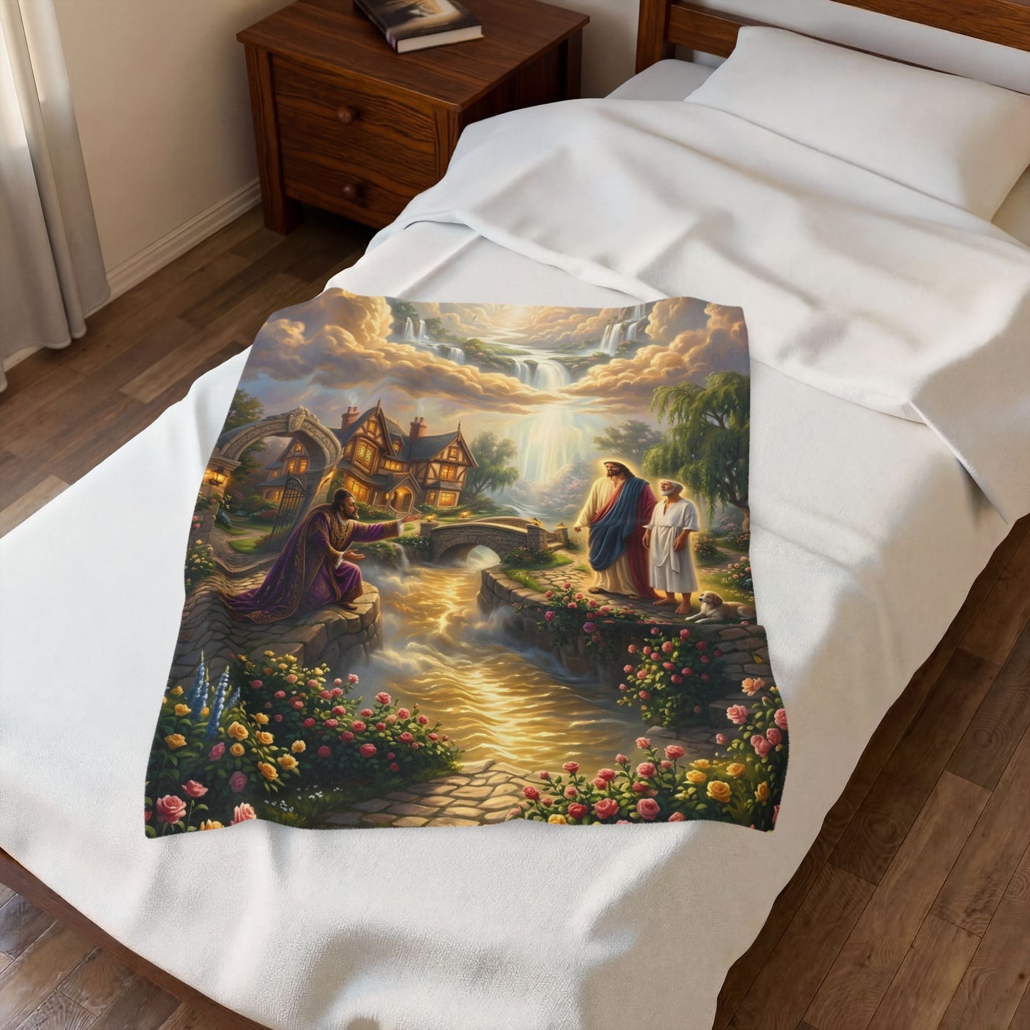 “The Great Reversal - Lazarus at the Rich Man’s Gate” - Plush Blanket