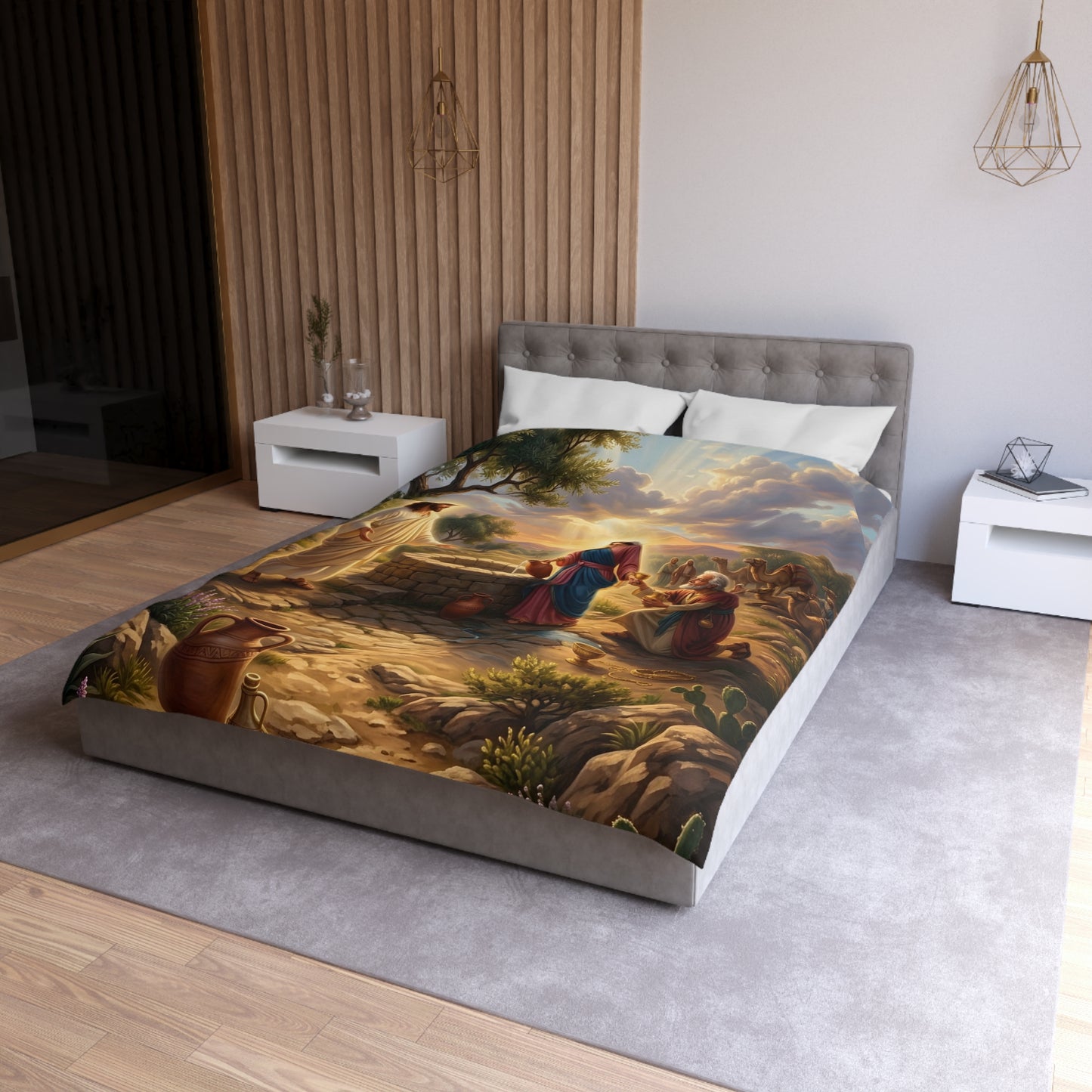 “Providence Unveiled - Rebekah at the Well” - Duvet Cover