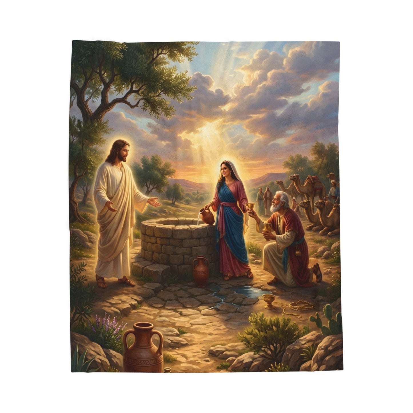 “Providence Unveiled - Rebekah at the Well” - Plush Blanket