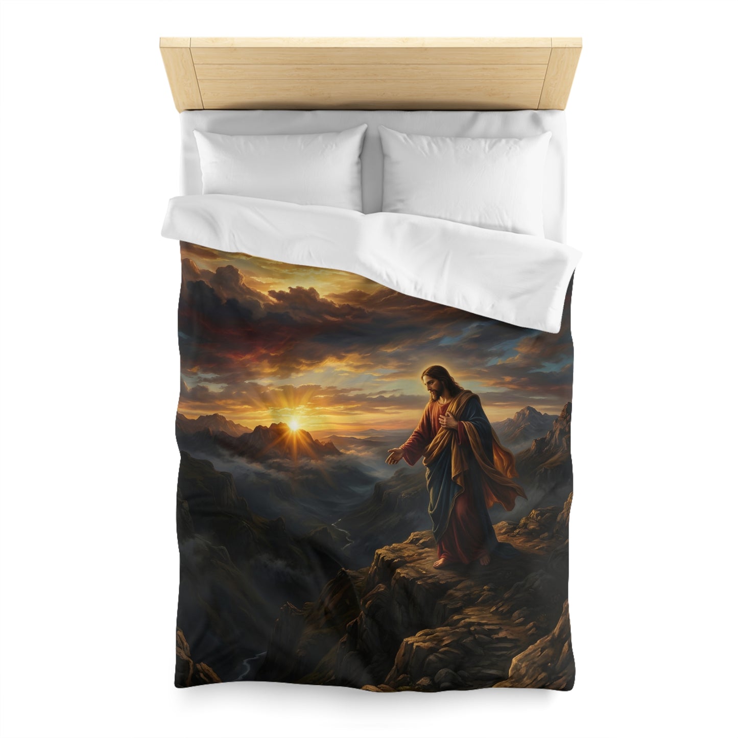 “Joy Comes in the Morning - Sunrise Over Dark Valley” - Duvet Cover