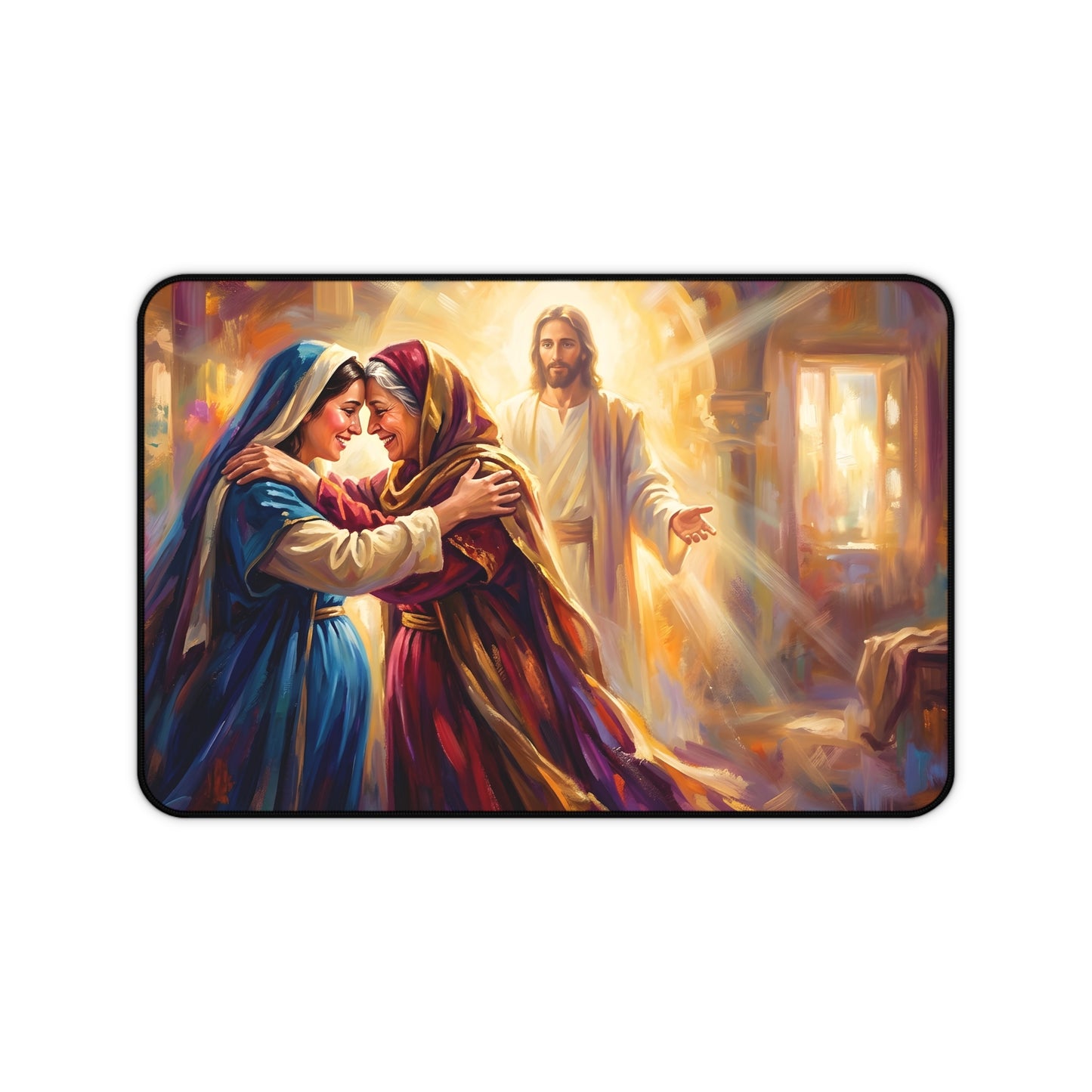 “Divine Embrace - Mary and Elizabeth's Joyful Meeting” - Desk Mat