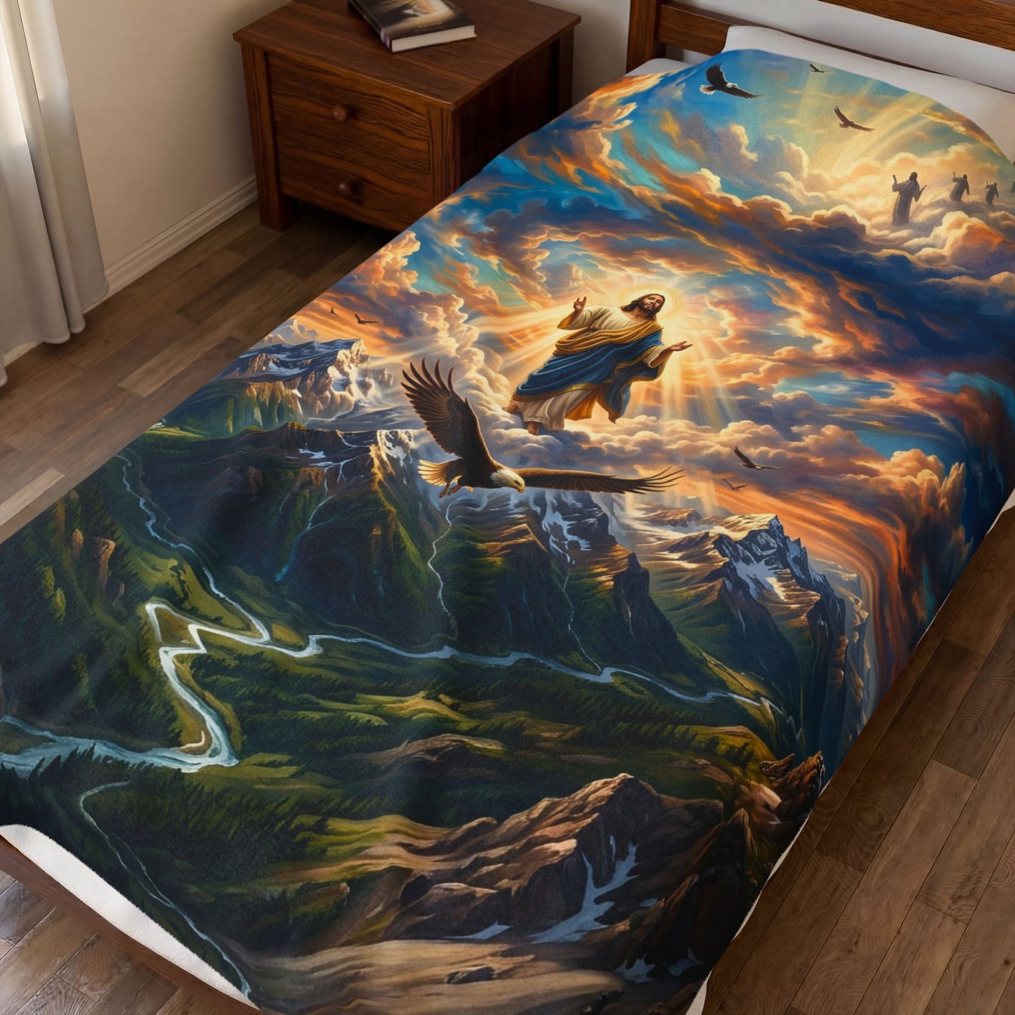 “Soaring Like Eagles - Hope in the Lord Over Mountains” - Plush Blanket