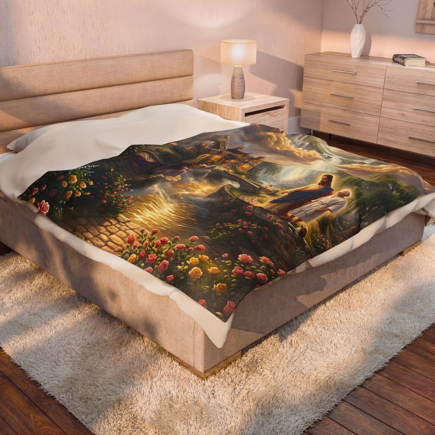 “The Great Reversal - Lazarus at the Rich Man’s Gate” - Plush Blanket