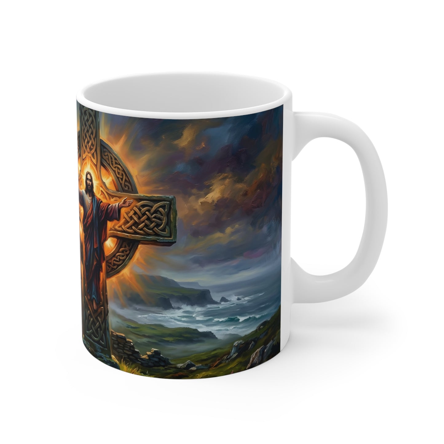 “Ancient Roots - Celtic Cross in Mist” - Coffee Mug