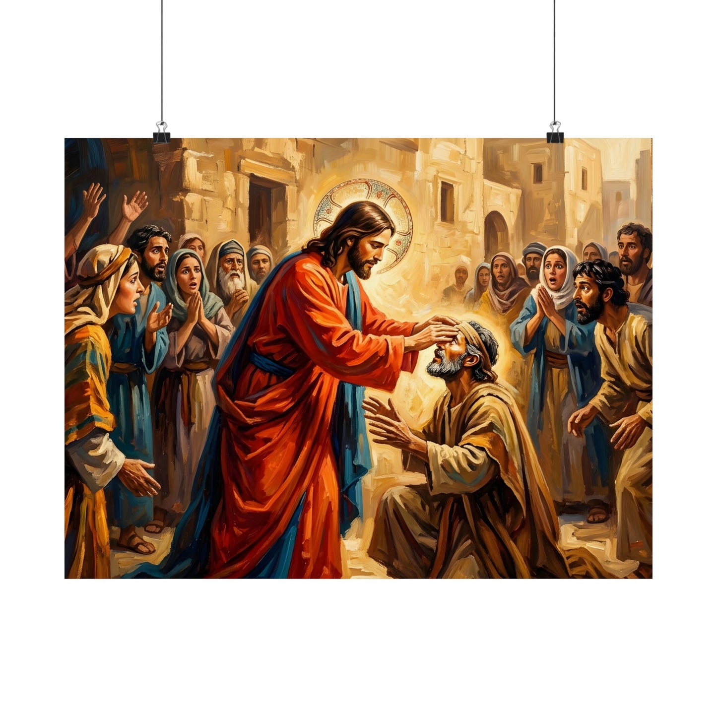 “He Opened My Eyes - Jesus Heals the Blind Man” - Poster