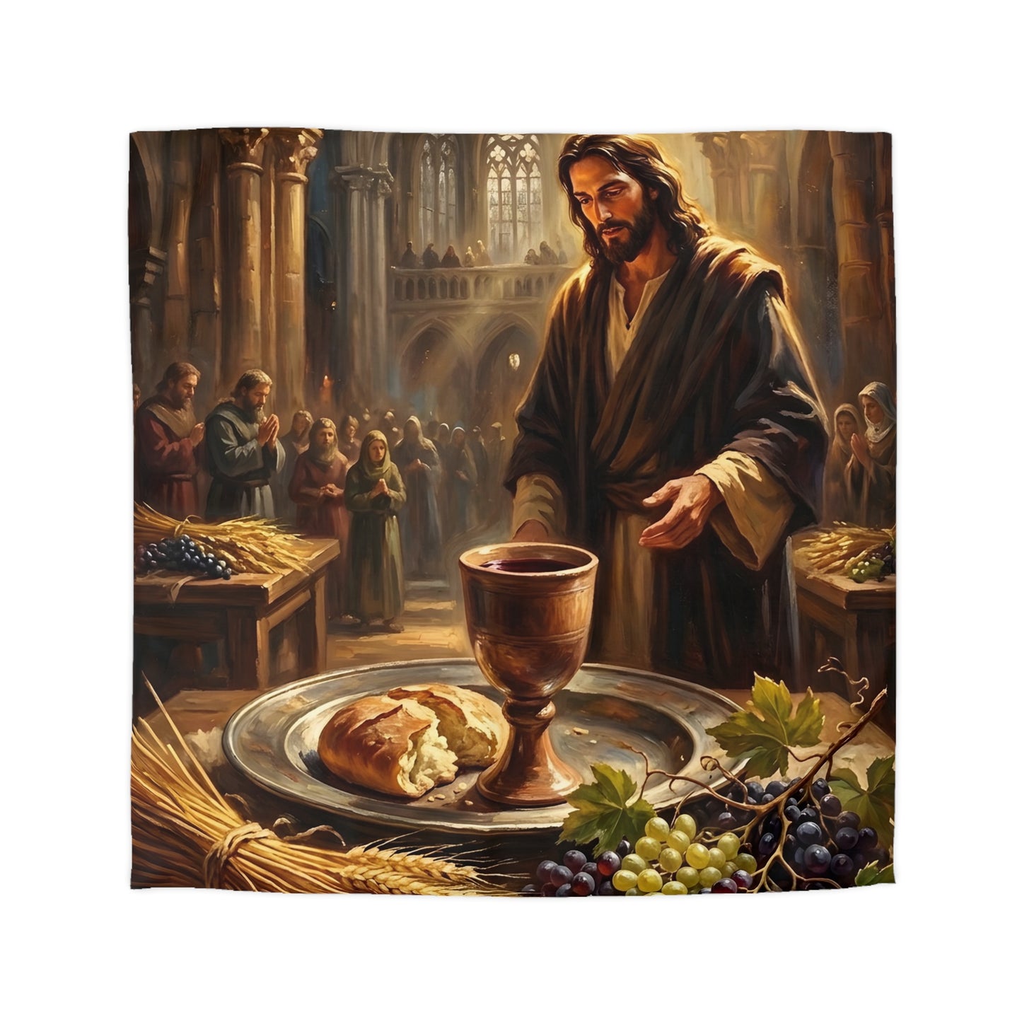 “The Harvest of Faith - Communion Still Life” - Duvet Cover