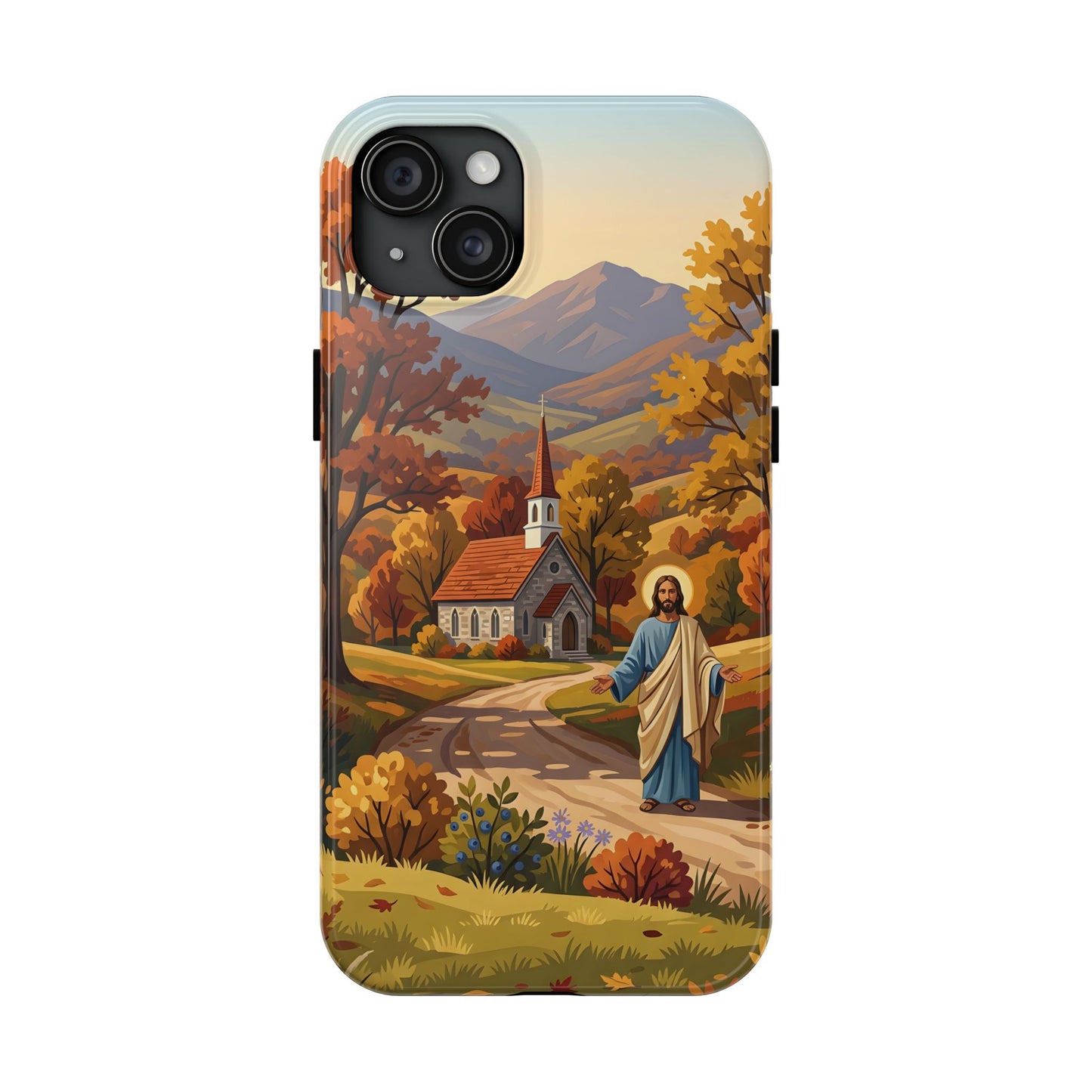 “Golden Harvest - Autumn Church in Tranquility” - Phone Case