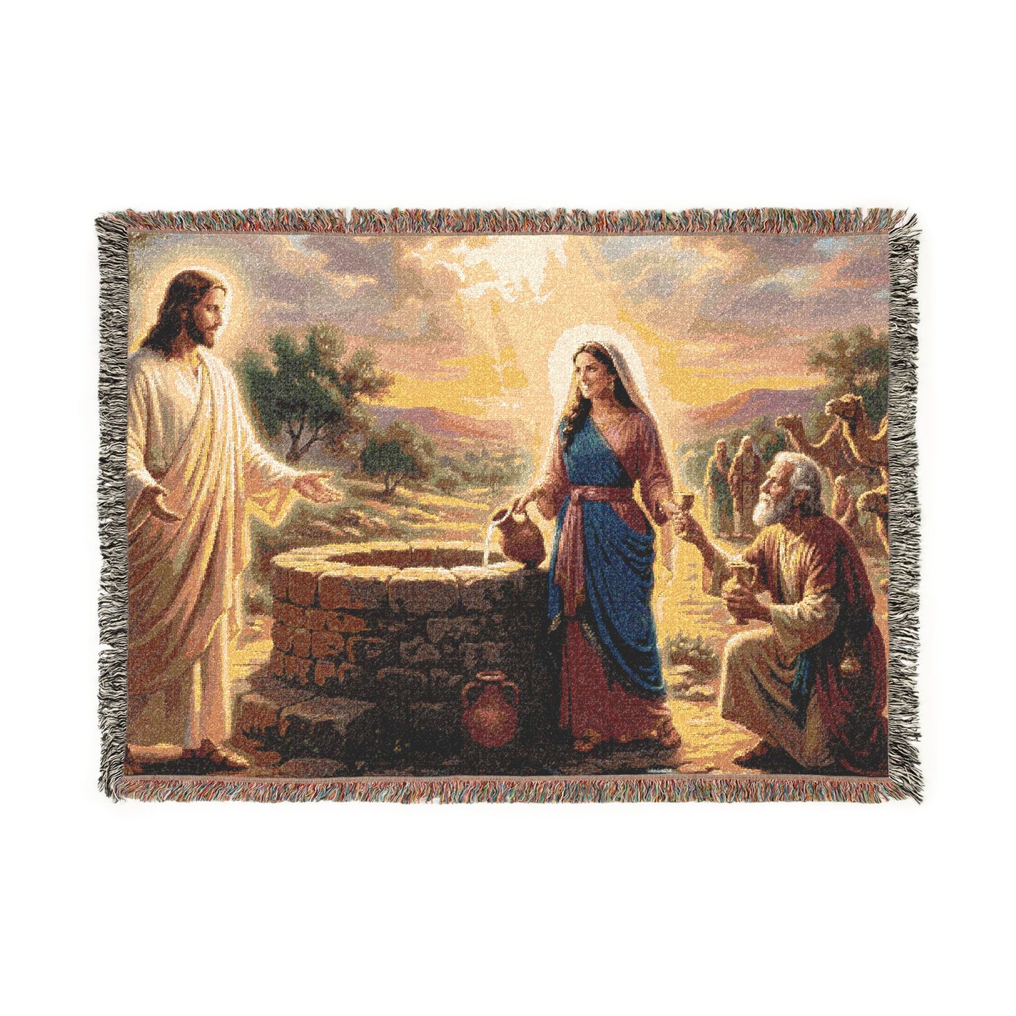 “Providence Unveiled - Rebekah at the Well” - Woven Blanket