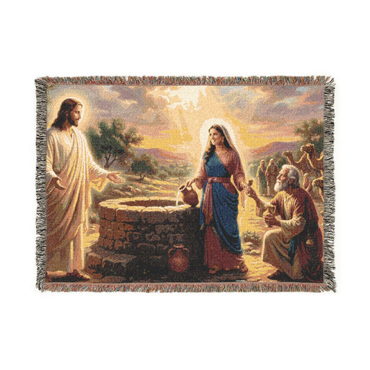 “Providence Unveiled - Rebekah at the Well” - Woven Blanket