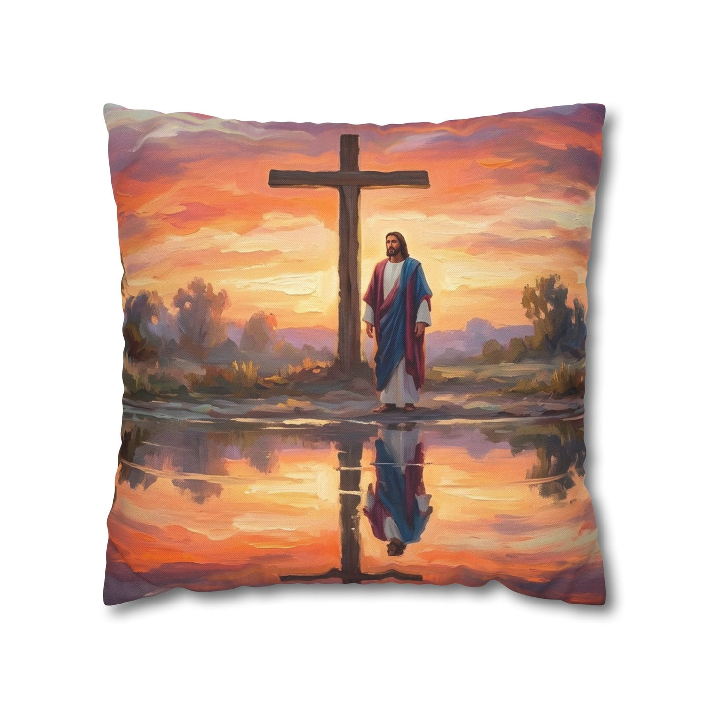 “Living Water - Cross Reflected at Dawn” - Pillowcase