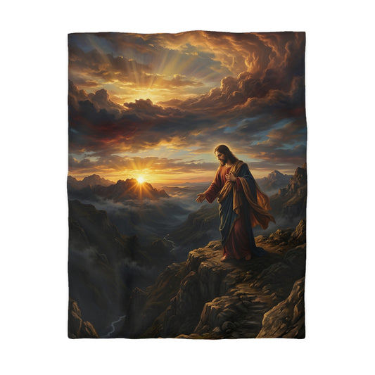 “Joy Comes in the Morning - Sunrise Over Dark Valley” - Duvet Cover