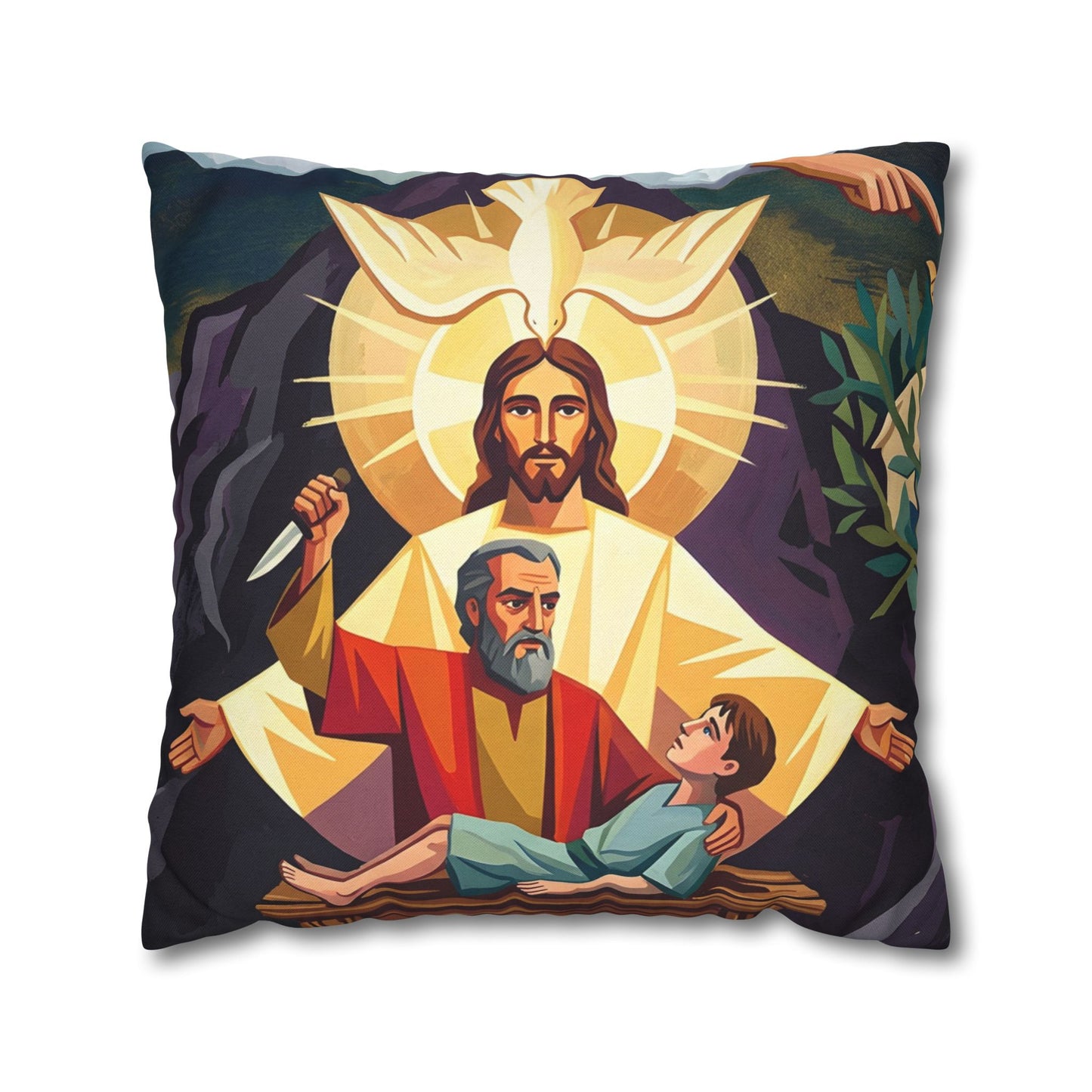 “The Lord Will Provide - Abraham and Isaac on Mount Moriah” - Pillowcase
