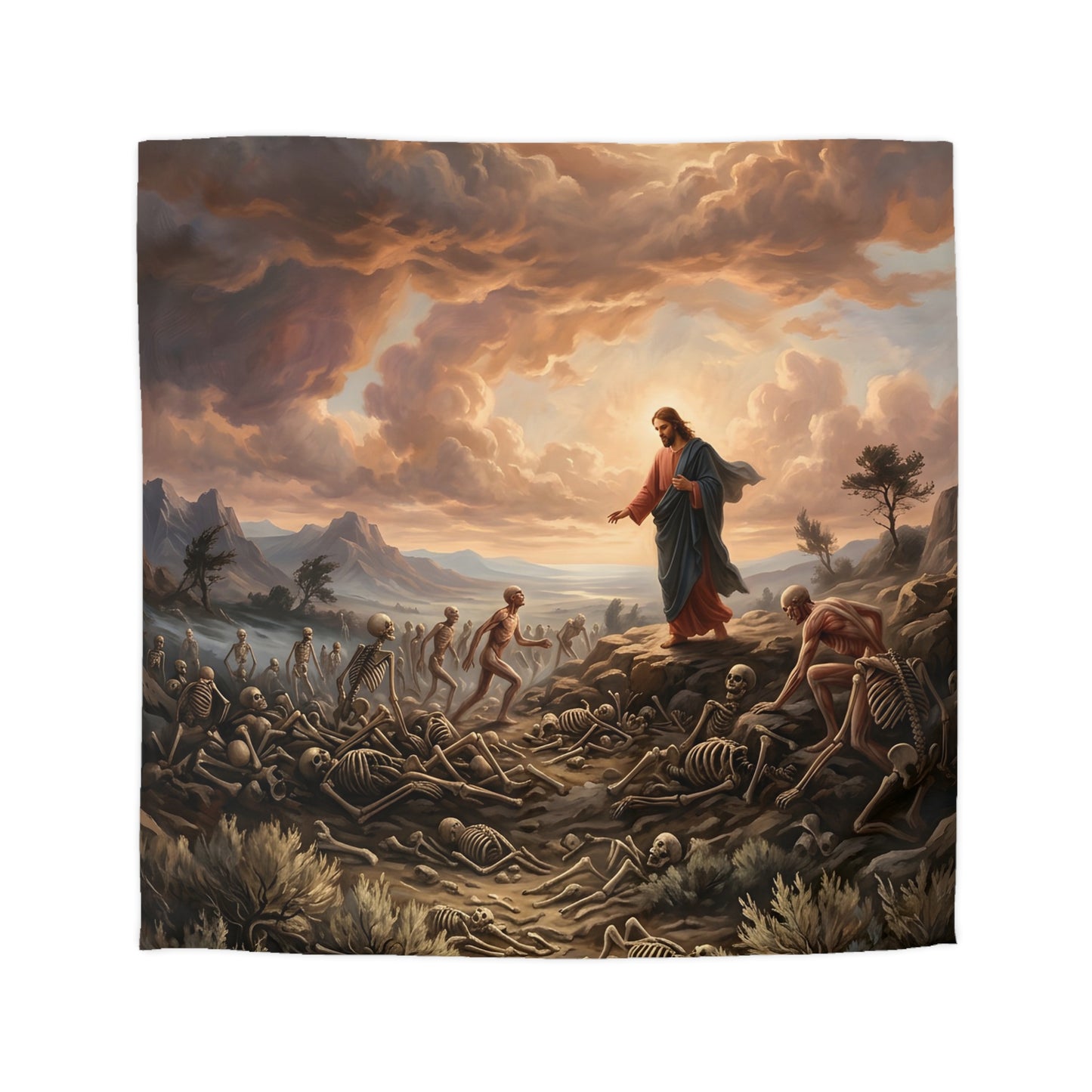“Valley of Dry Bones - Ezekiel 37 Resurrection” - Duvet Cover