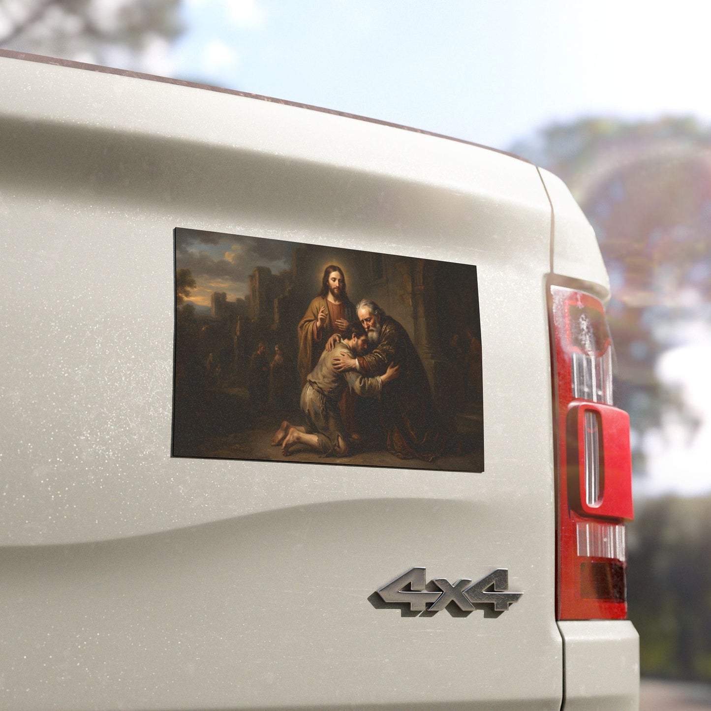 The prodigal son running toward his father - Car Magnet