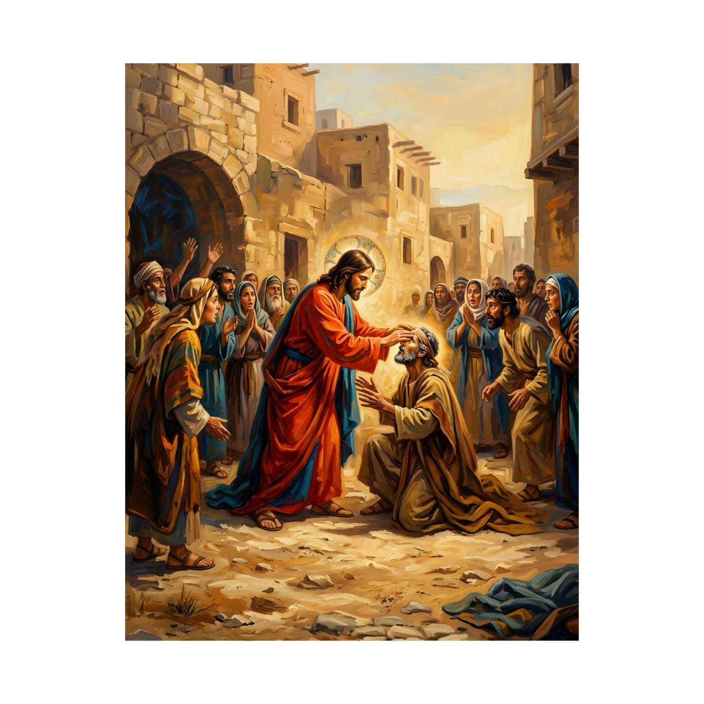 “He Opened My Eyes - Jesus Heals the Blind Man” - Poster